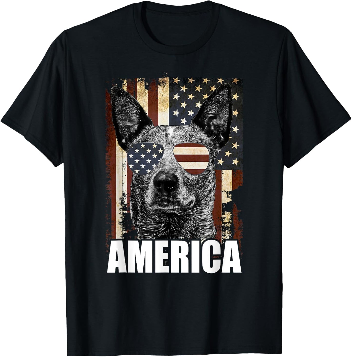 4th Of July Australian Cattle Dog Lover Patriotic Merica Women Men T-Shirt - T-Shirt | Black