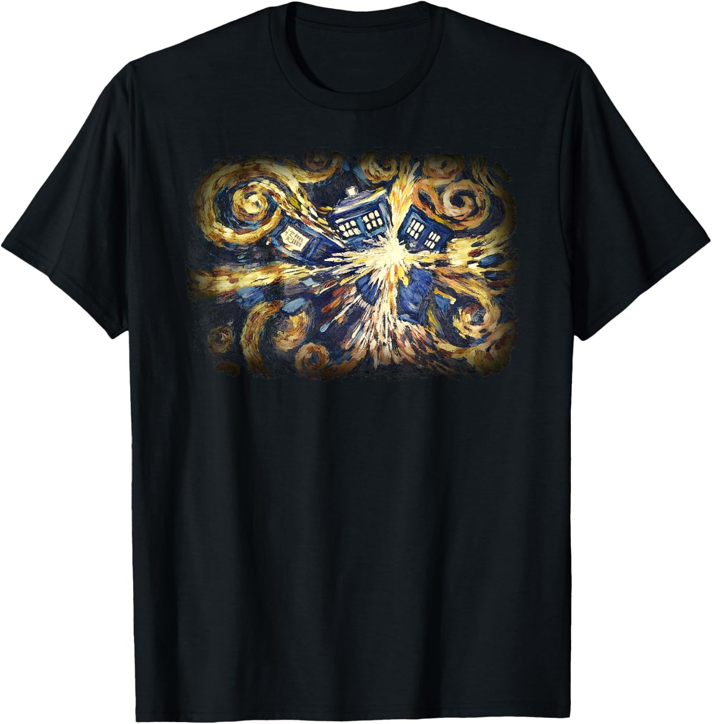 Art Tardis Van Gogh Time Travel Sci-Fi Fan T-Shirt - T-Shirt | Black