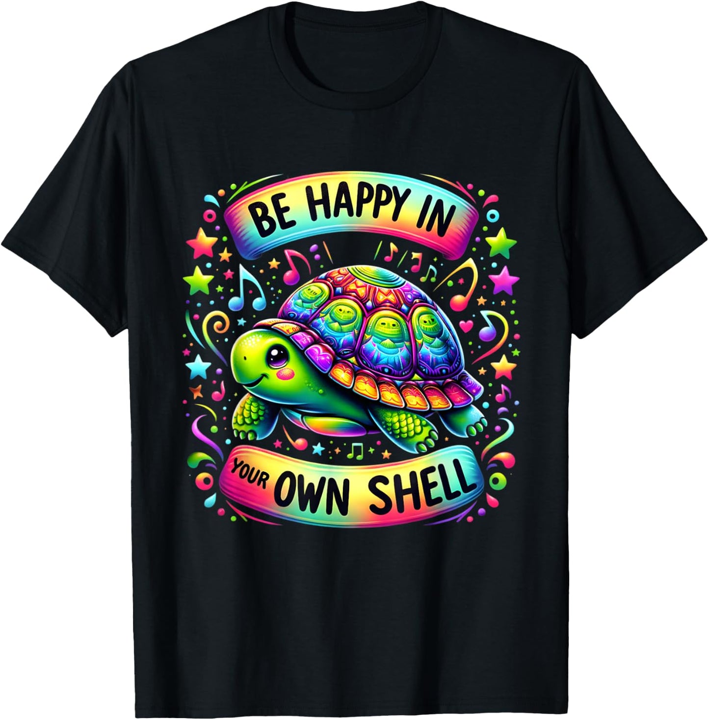Be Happy In Your Own Shell Autism Awareness funny turtle T-Shirt - T-Shirt | Black