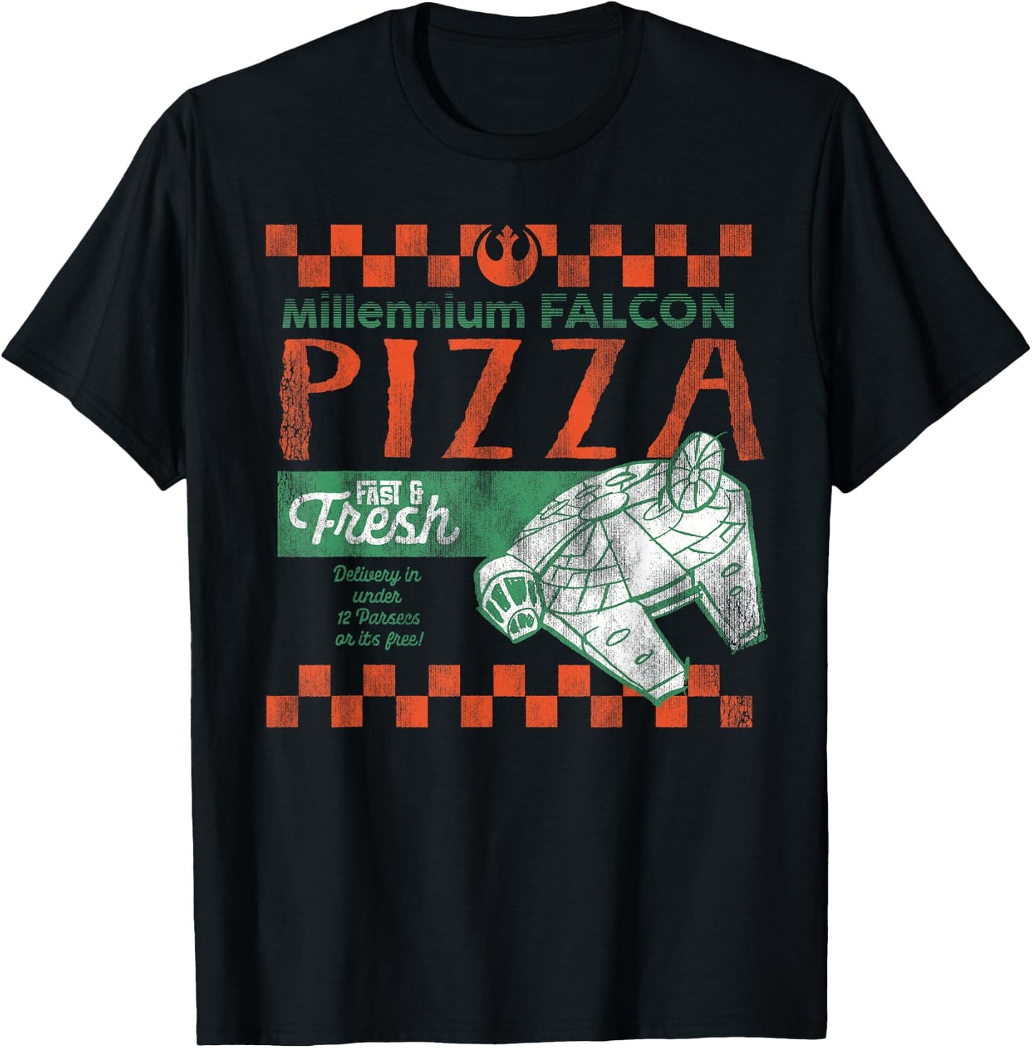 Star Wars Millennium Falcon Pizza Fast & Fresh T-Shirt - T-Shirt | Black