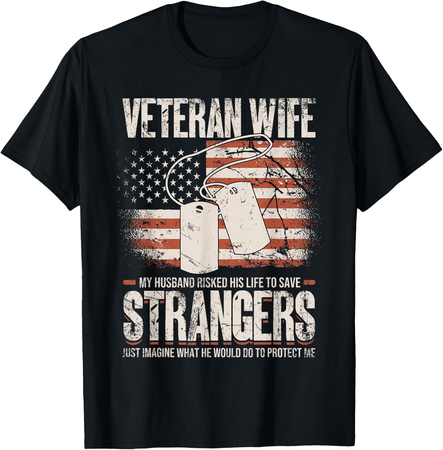 Veteran Wife, Husband Soldier & Saying For Military Women T-Shirt - T-Shirt | Black