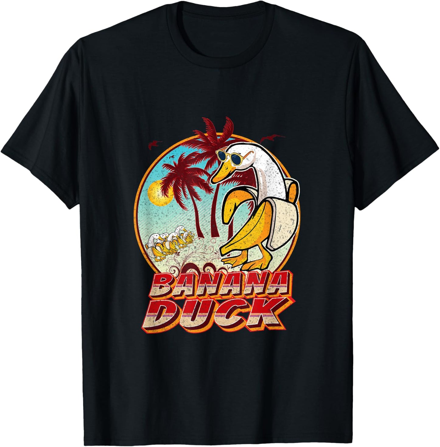 Banana Duck - - Summer Beach Vintage Retro T-Shirt - T-Shirt | Black