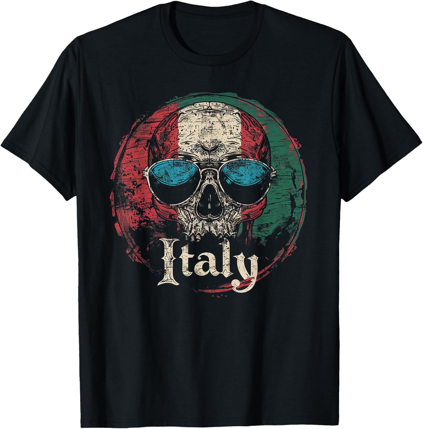 Italian Italy Flag - Skull Skeleton Vintage Country Family T-Shirt - T-Shirt | Black