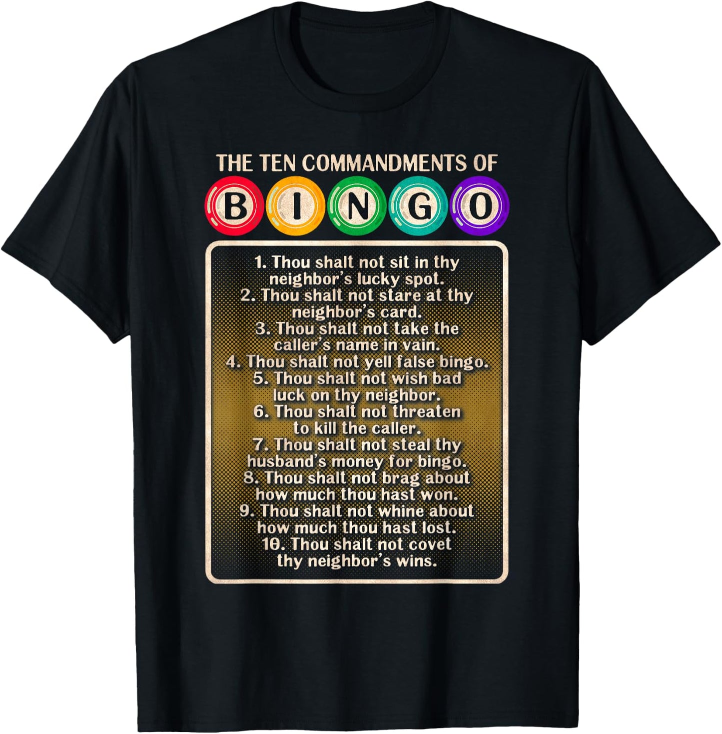 10 Commandments Of Bingo - Bingo Player T-Shirt - T-Shirt | Black