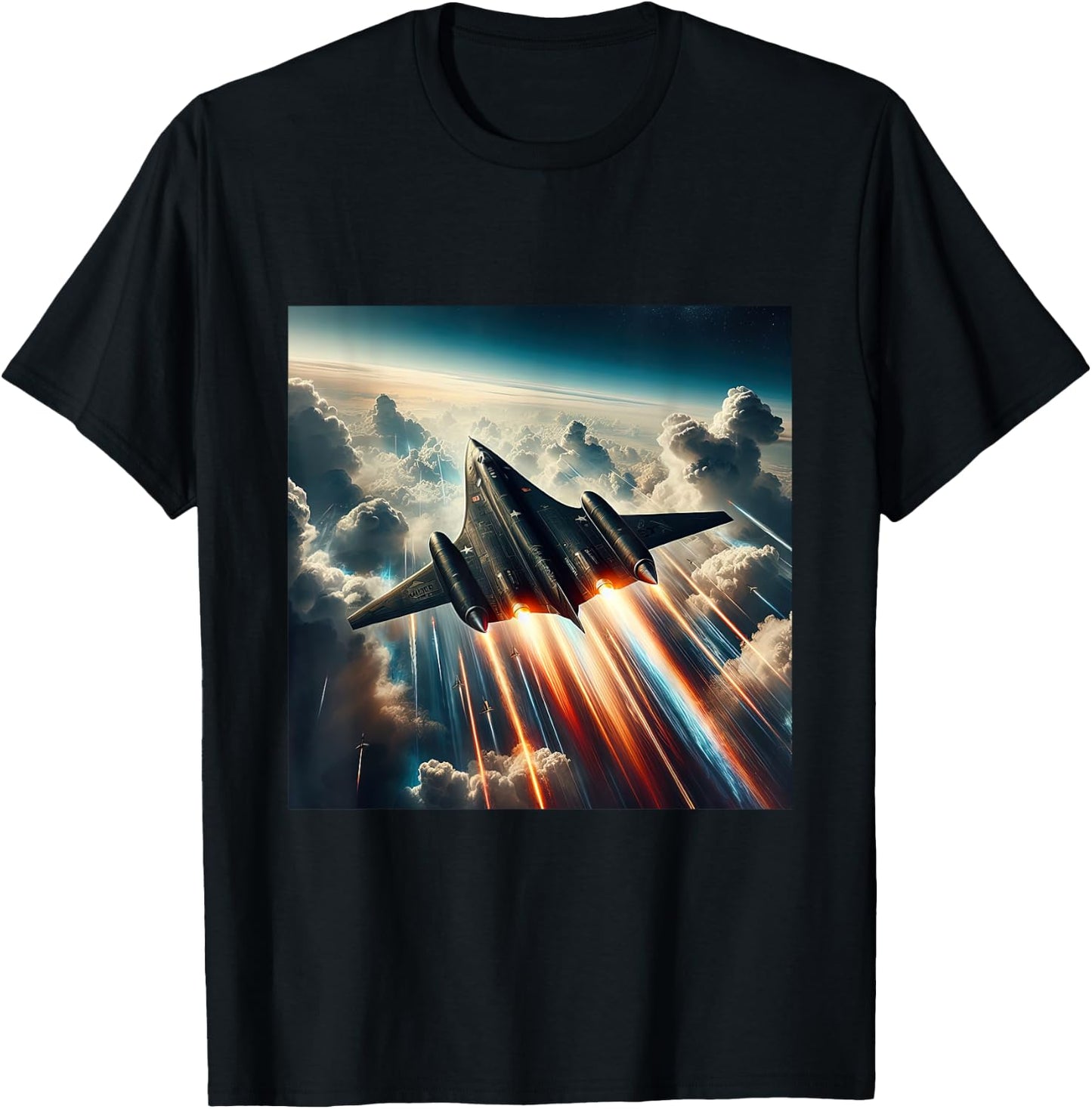 SR 71 Blackbird Fighter Jet Military Aircraft T-Shirt - T-Shirt | Black