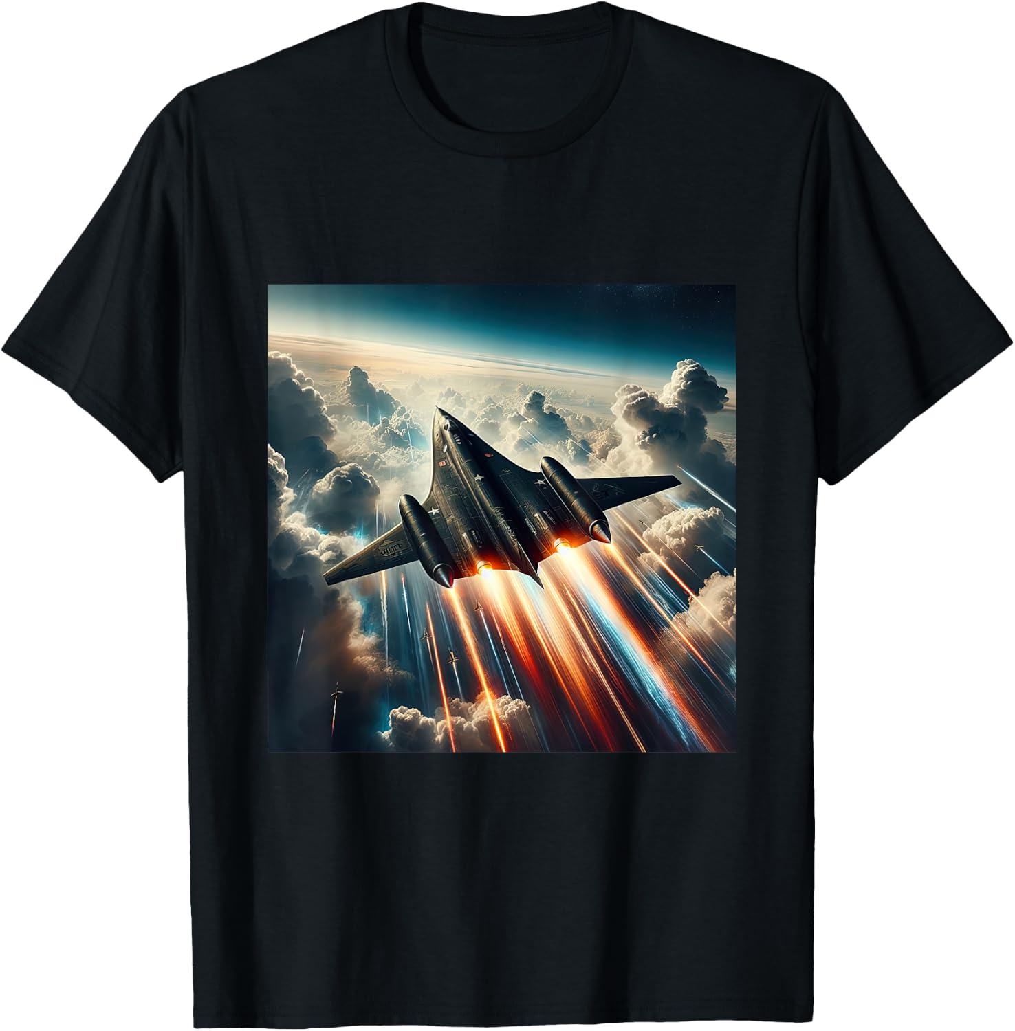 SR 71 Blackbird Fighter Jet Military Aircraft T-Shirt - T-Shirt | Black