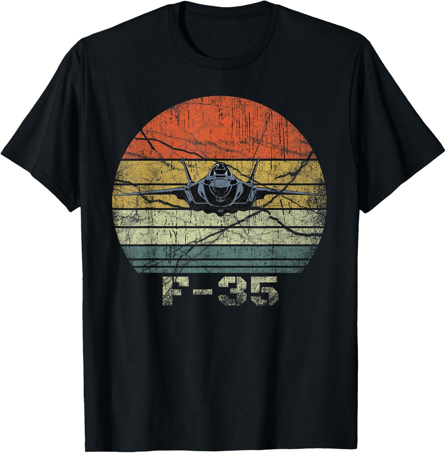 Distressed F-35 Fighter Jet Military Airplane T-Shirt - T-Shirt | Black