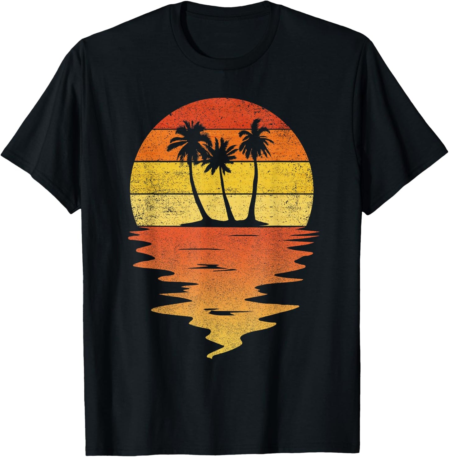 Palm Trees Shirt Retro Sunset 70s Vintage Palm Trees T-Shirt - T-Shirt | Black
