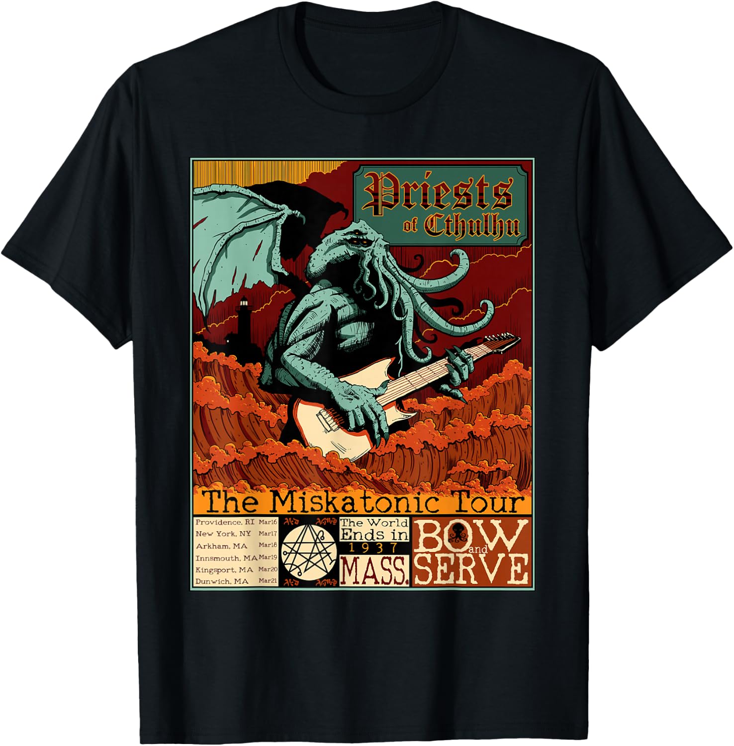 Miskatonic Cthulhu Great Rock Cosmic Horror Metal Concert T-Shirt - T-Shirt | Black