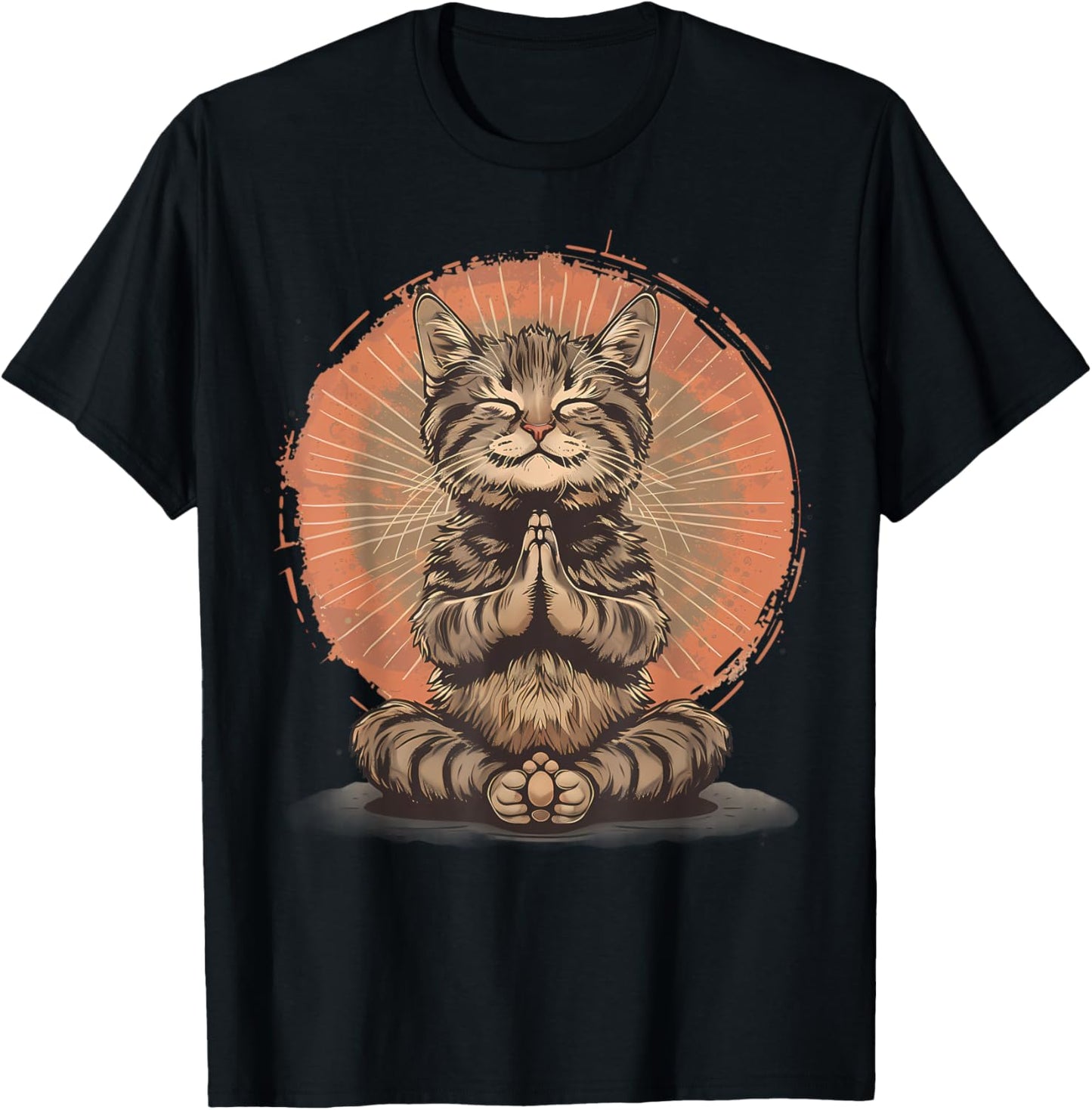 Cat Meditation Zen Buddha Hindu Buddhist Spirituality T-Shirt - T-Shirt | Black