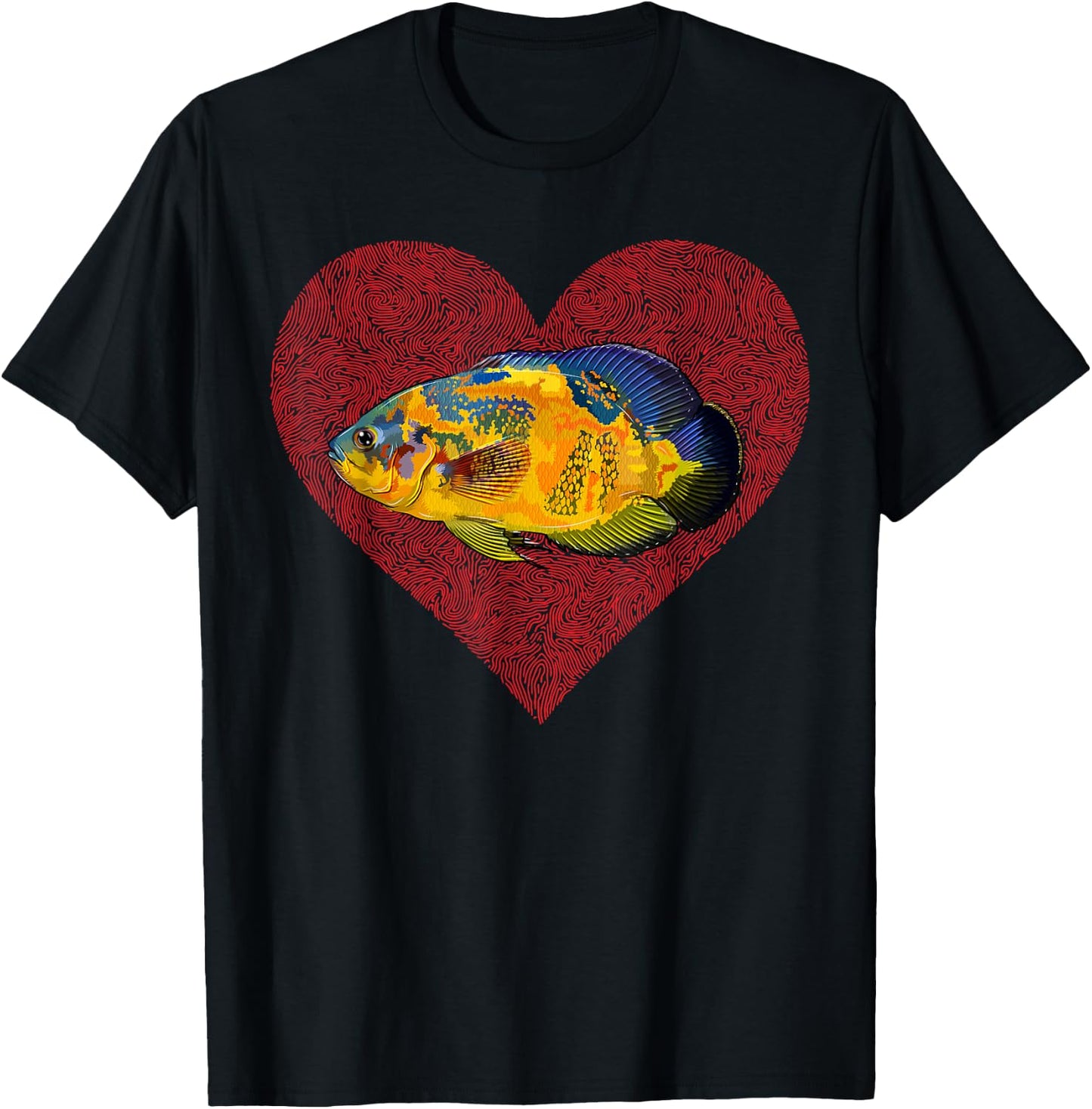 Oscars Valentines Day Fish Love Fingerprint T-Shirt - T-Shirt | Black