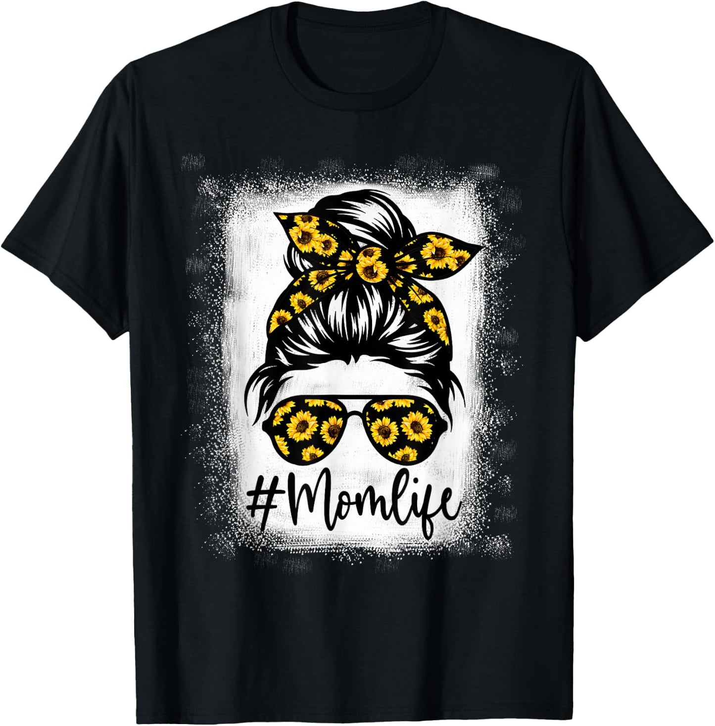 Bleached Sunflower Mom Life for Mother's Day T-Shirt - T-Shirt | Black