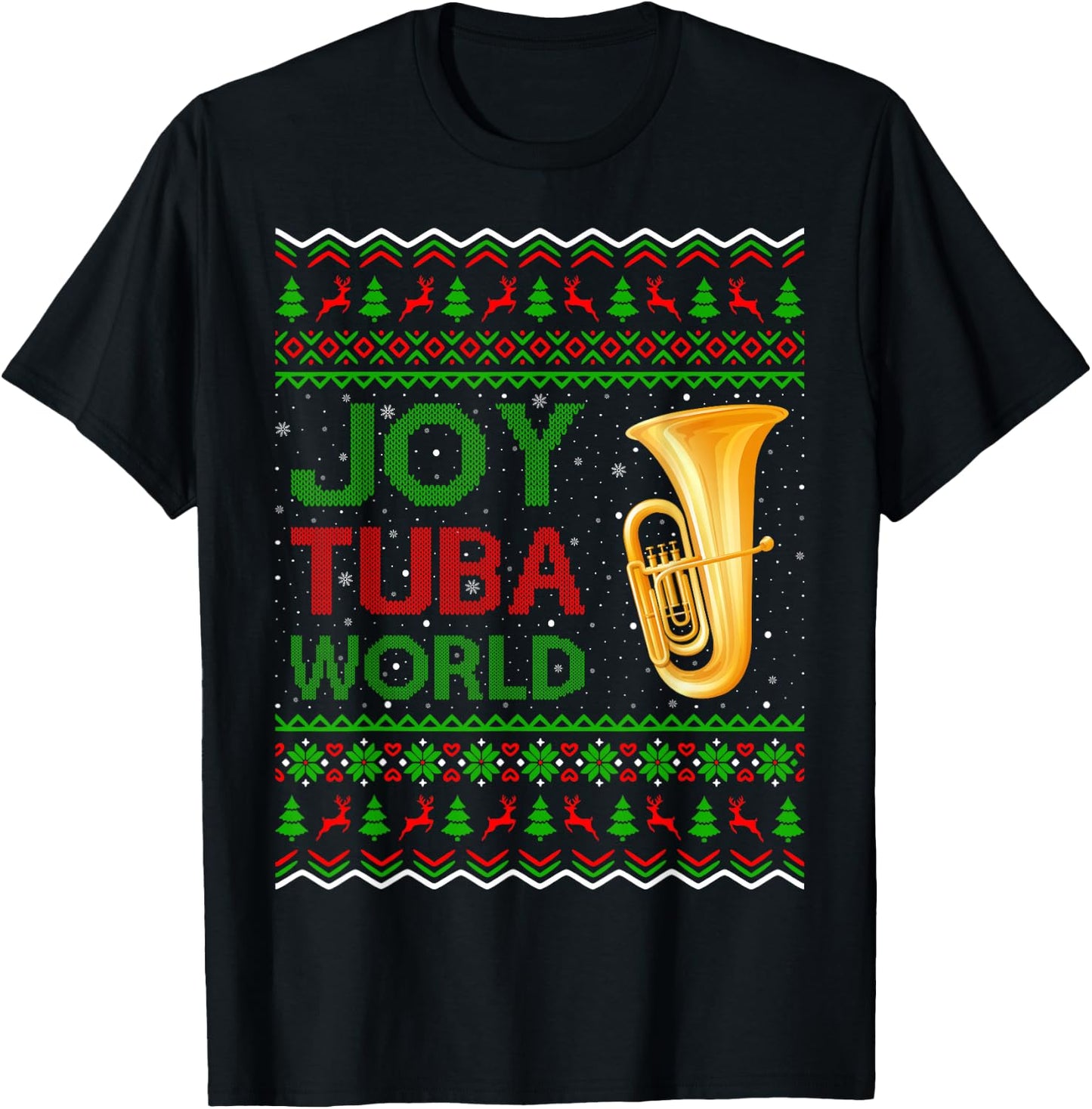 Joy Tuba World Music Lover Xmas Gift Ugly Tuba Christmas T-Shirt - T-Shirt | Black