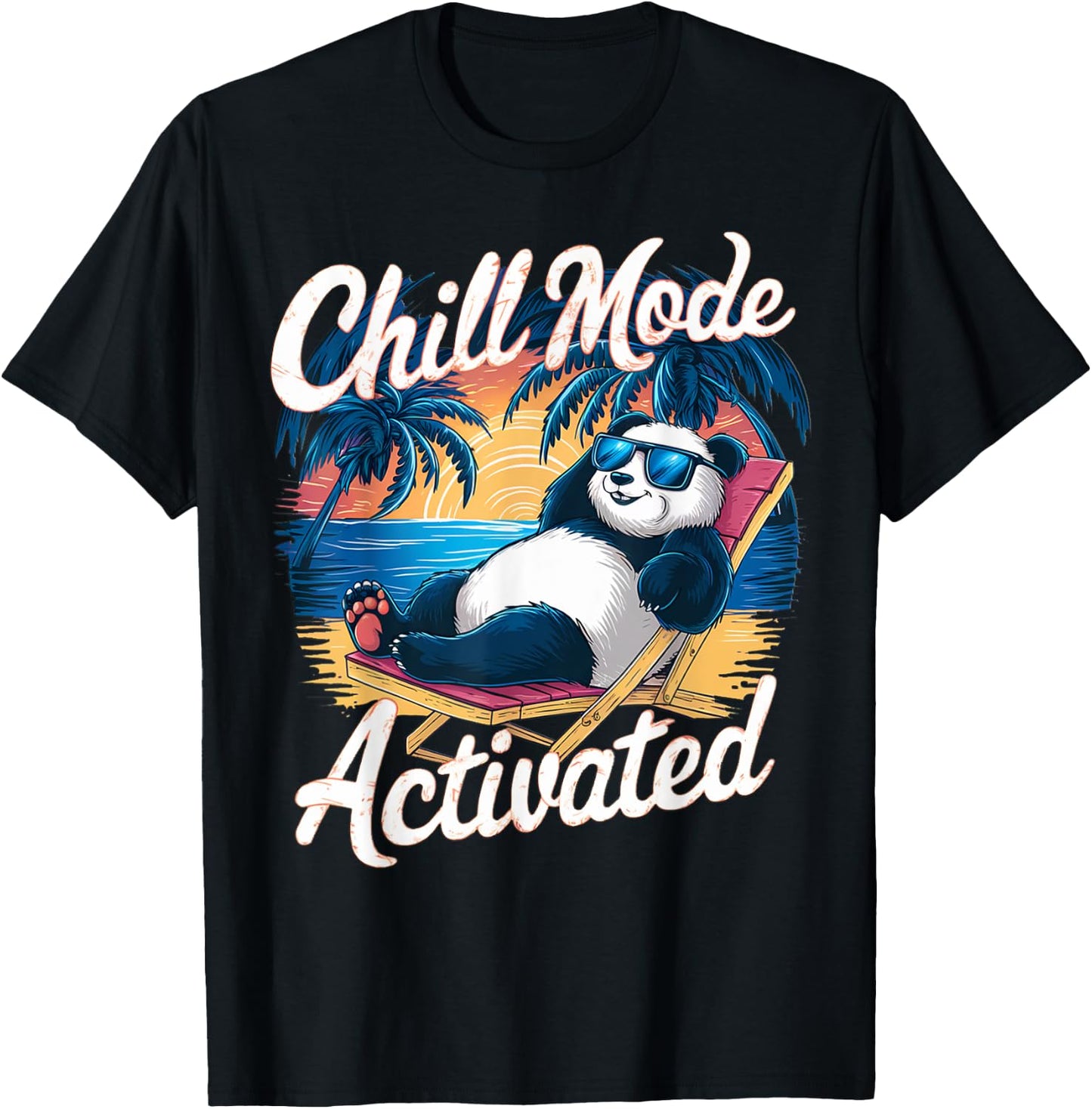 Panda Wearing Sunglass Chill Mode Activated, Summer Women Kids T-Shirt - T-Shirt | Black