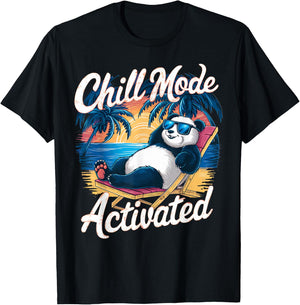 Panda Wearing Sunglass Chill Mode Activated, Summer Women Kids T-Shirt - T-Shirt | Black