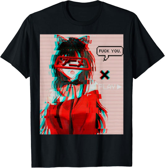Aesthetic Vaporwave Japanese Futurism Anime Retro Hentai T-Shirt - T-Shirt | Black