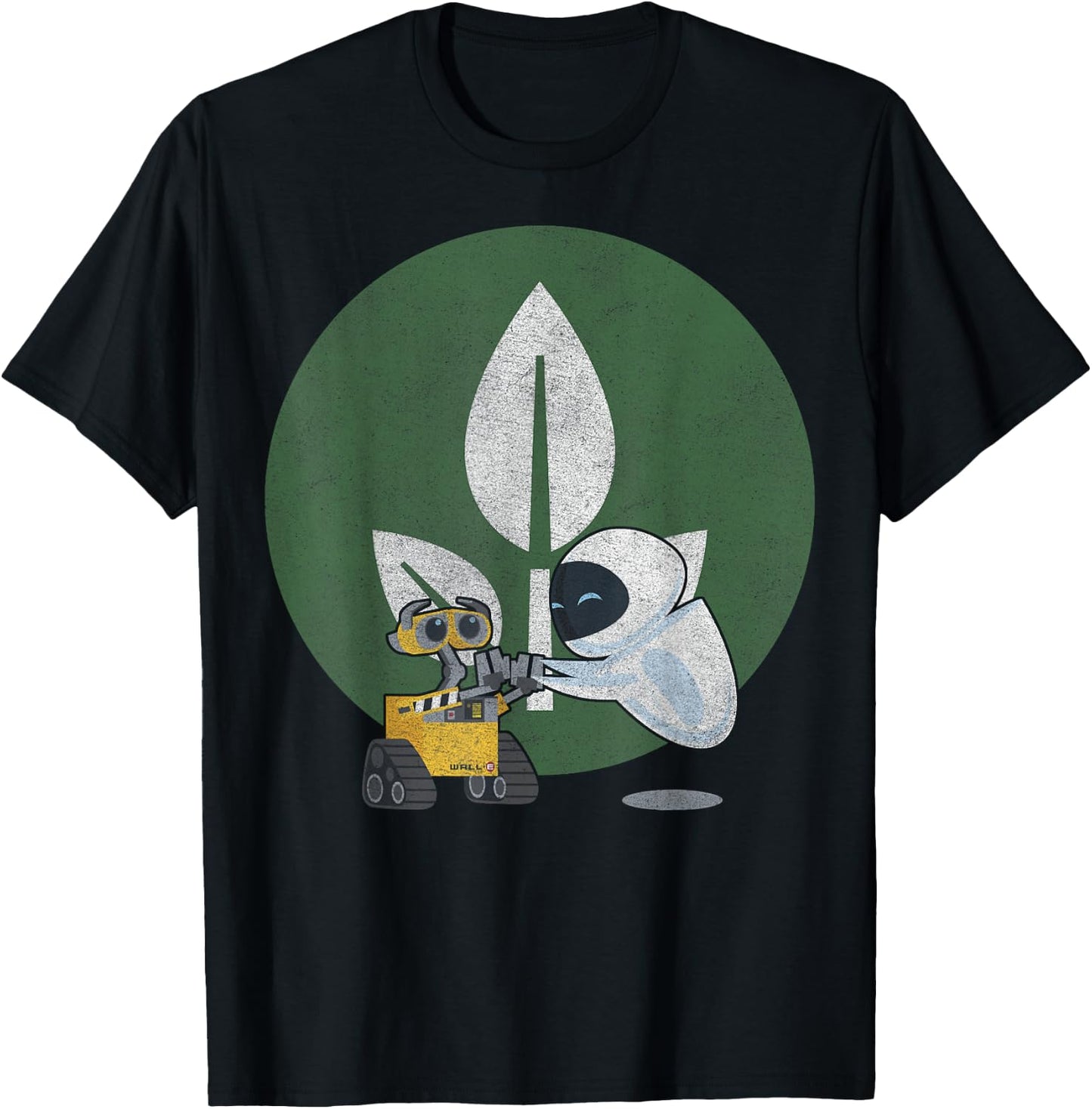 Disney Pixar Wall-E & Eve Leaf Logo T-Shirt - T-Shirt | Black