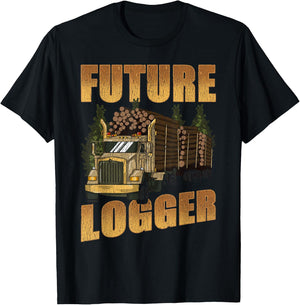 Future Logger Lumberjack Wood Cutter Logging Sawmill Gift T-Shirt - T-Shirt | Black