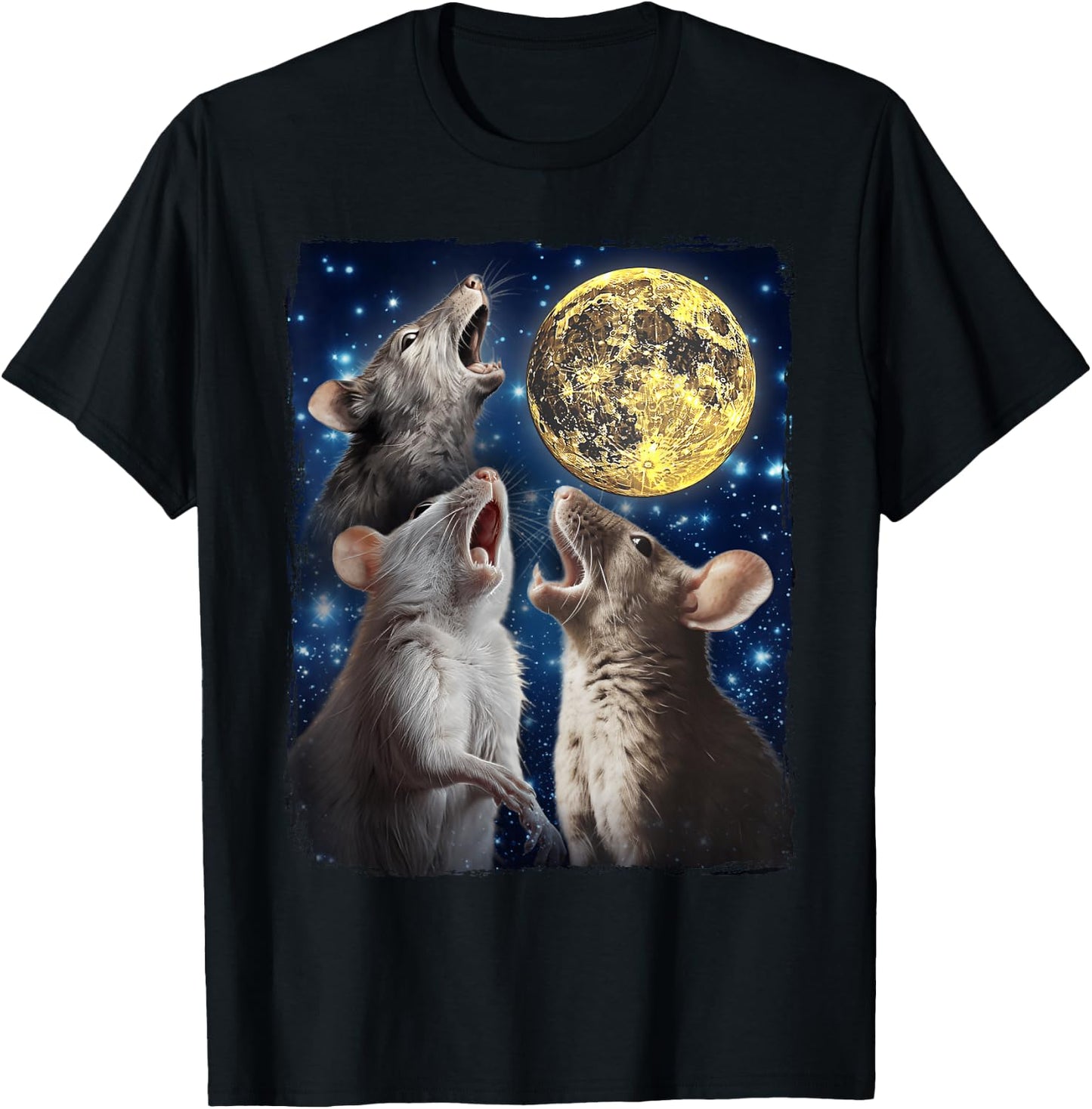 Rat Howling at Moon T-Shirt - T-Shirt | Black