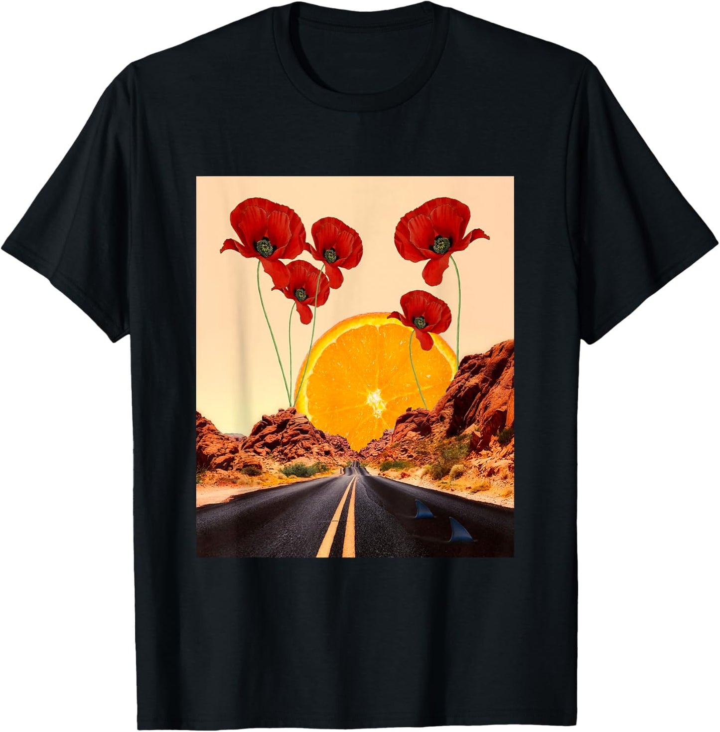 Mojave Desert - Nevada Road - Digital Collage Art - Classic T-Shirt - T-Shirt | Black