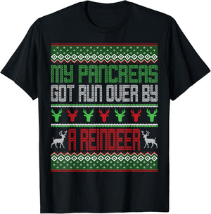My Pancreas Got Run Over By A Reindeer Diabetes Christmas T-Shirt - T-Shirt | Black