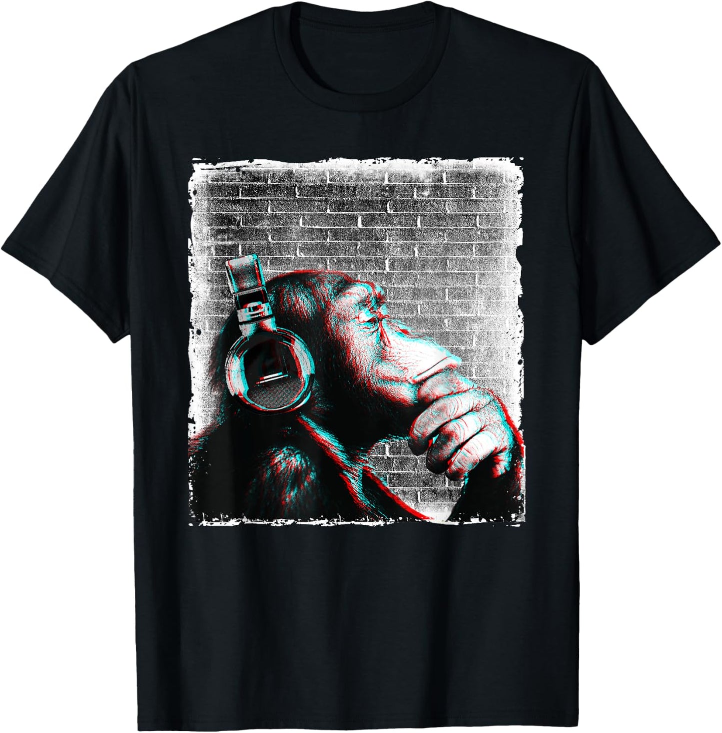 Monkey Chimp WIth Headphones Shirt - Edm Dj Music Lover Cool T-Shirt - T-Shirt | Black