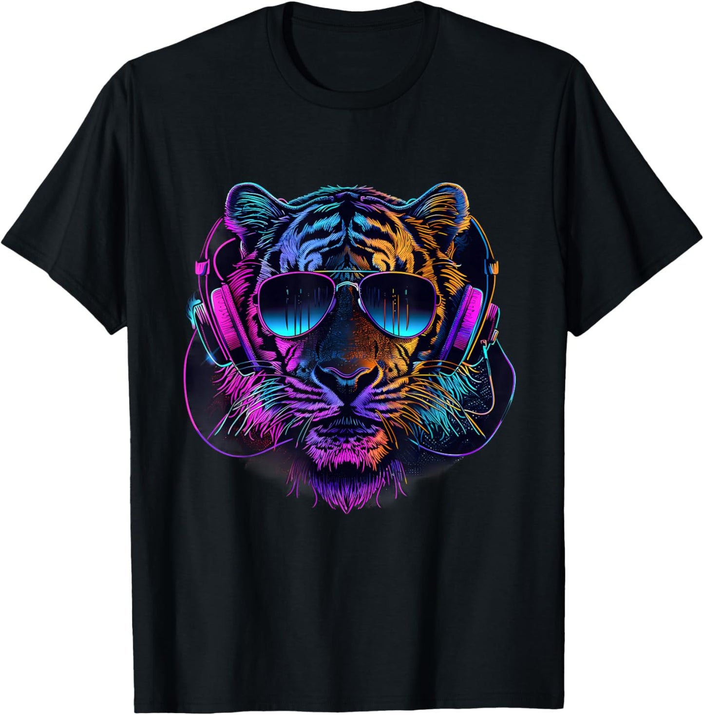 DJ Tiger House Music Headphones Music Producer Beatmaker T-Shirt - T-Shirt | Black