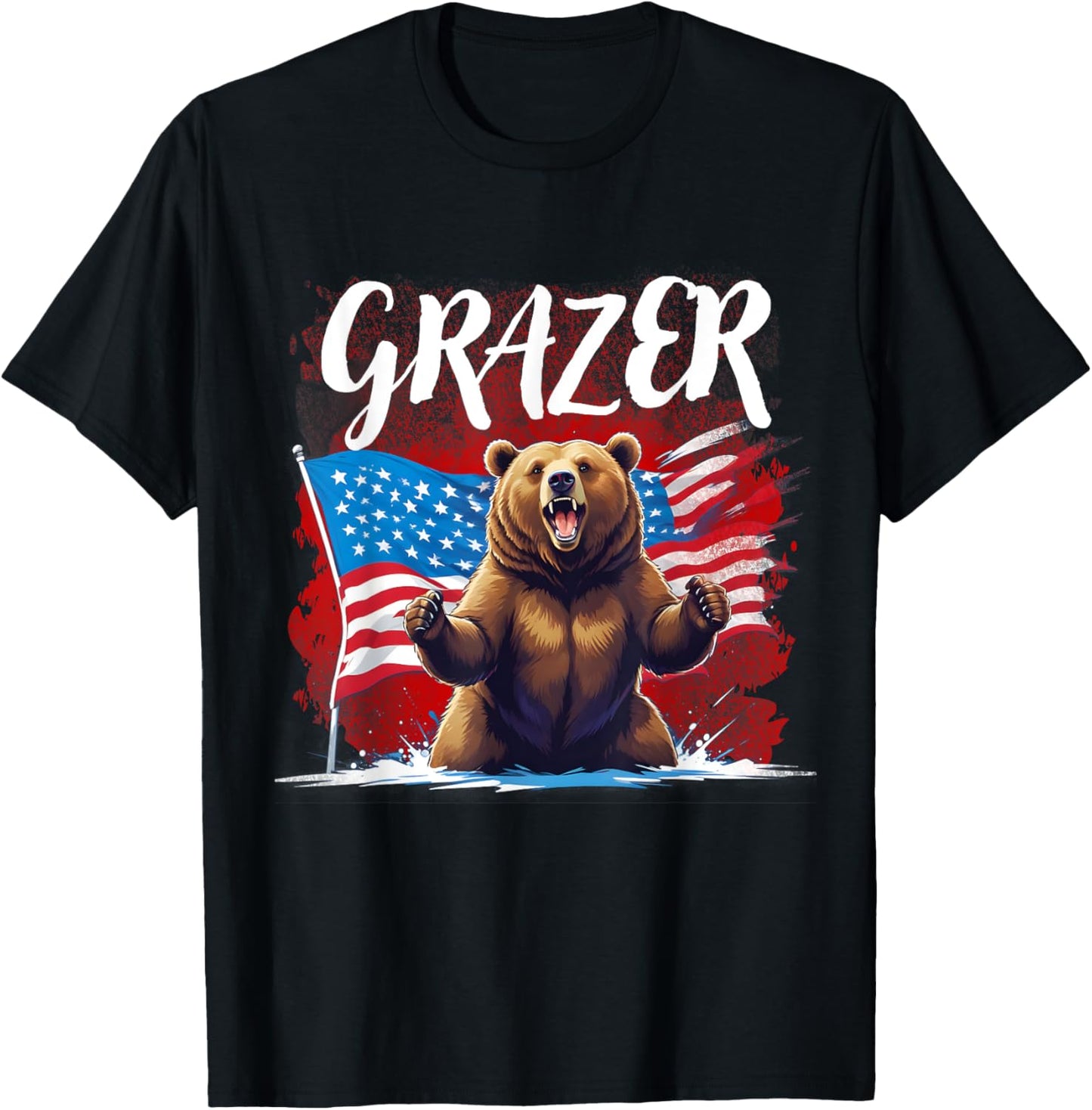 Grazer bear Men Women patriotic design T-Shirt - T-Shirt | Black