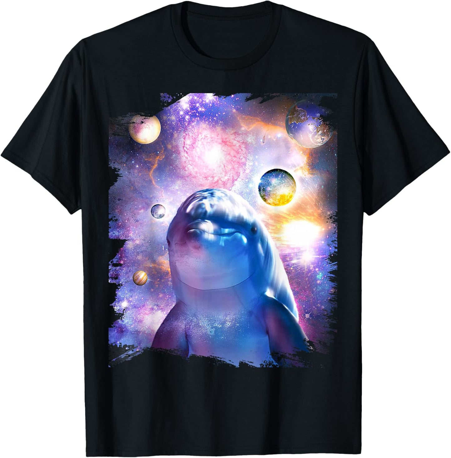Galaxy Dolphin - Dolphins in Space T-Shirt - T-Shirt | Black