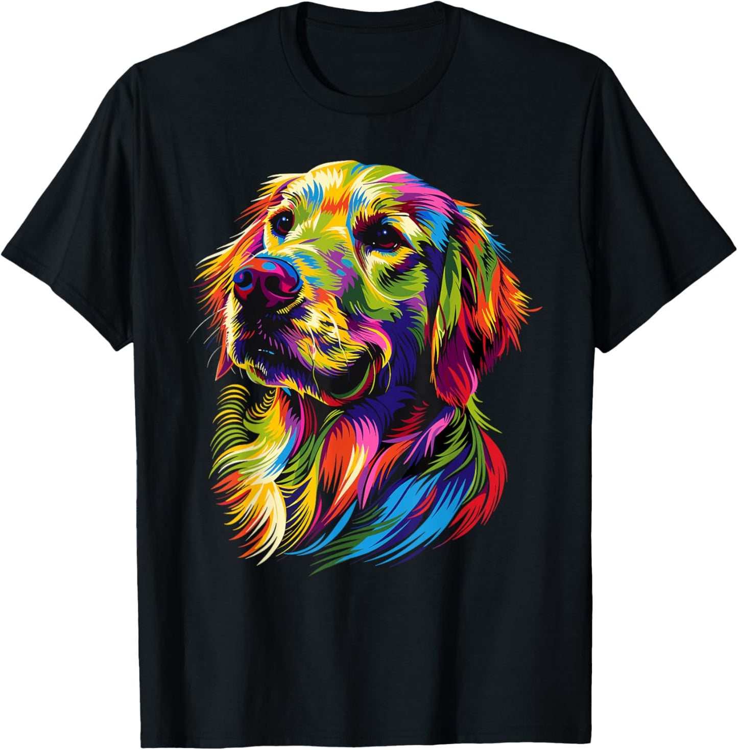 Golden Retriever Dog Colorful Pop Art Rainbow Colors Dogs T-Shirt - T-Shirt | Black