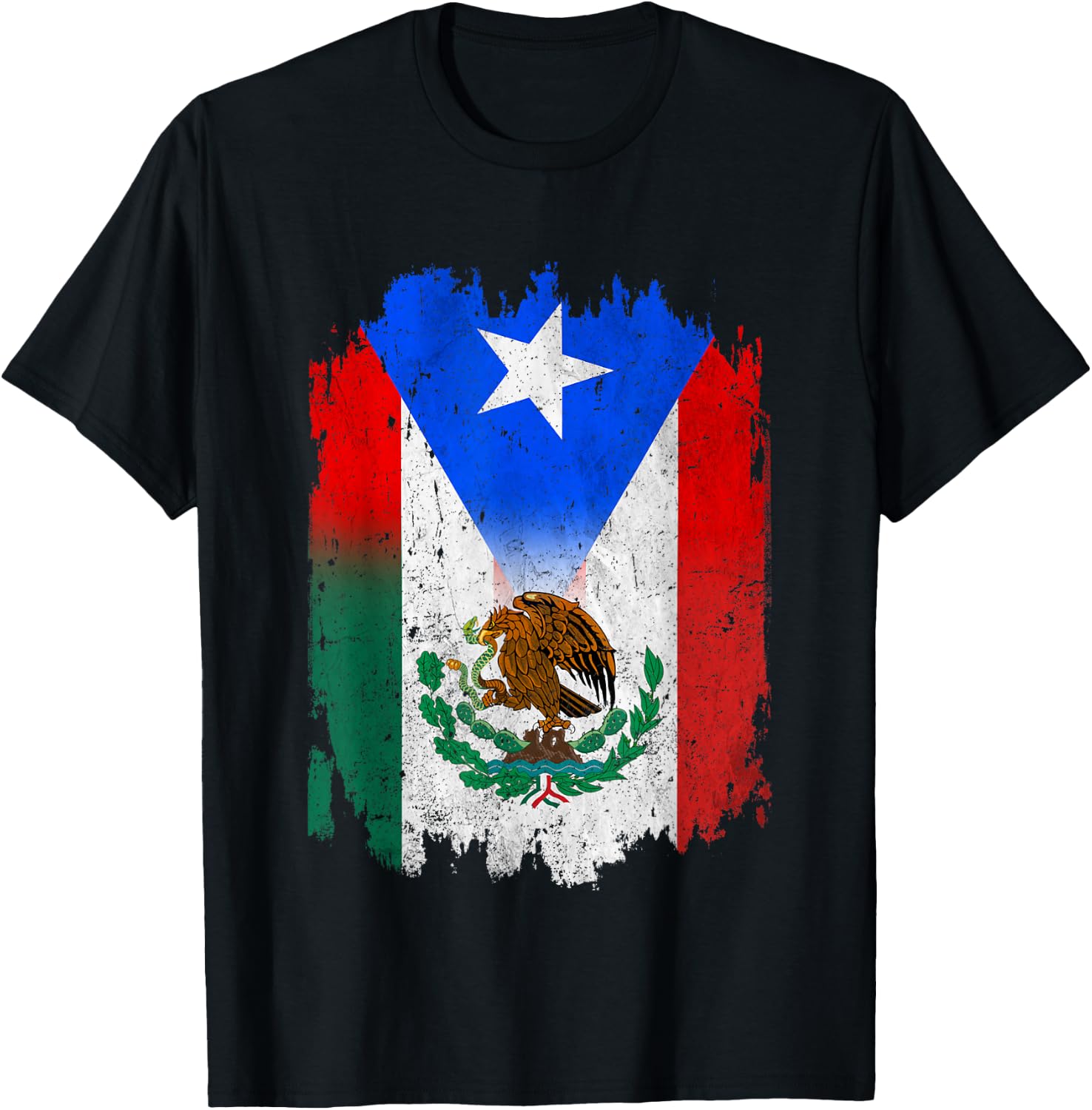 Mexican Mexican Flag Puerto Rico Flag Boricua T-Shirt - T-Shirt | Black