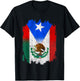 Mexican Mexican Flag Puerto Rico Flag Boricua T-Shirt - T-Shirt | Black