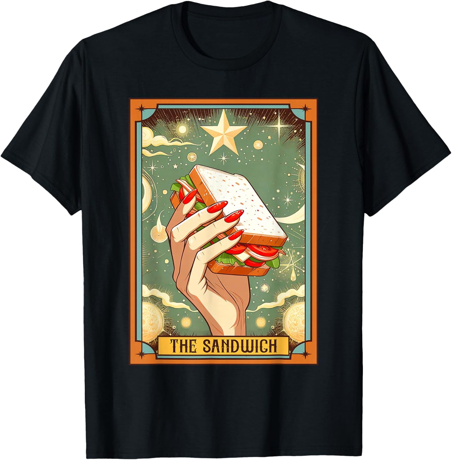 Sandwich Lover Food Lover Foodie The Sandwich Tarot Card T-Shirt - T-Shirt | Black