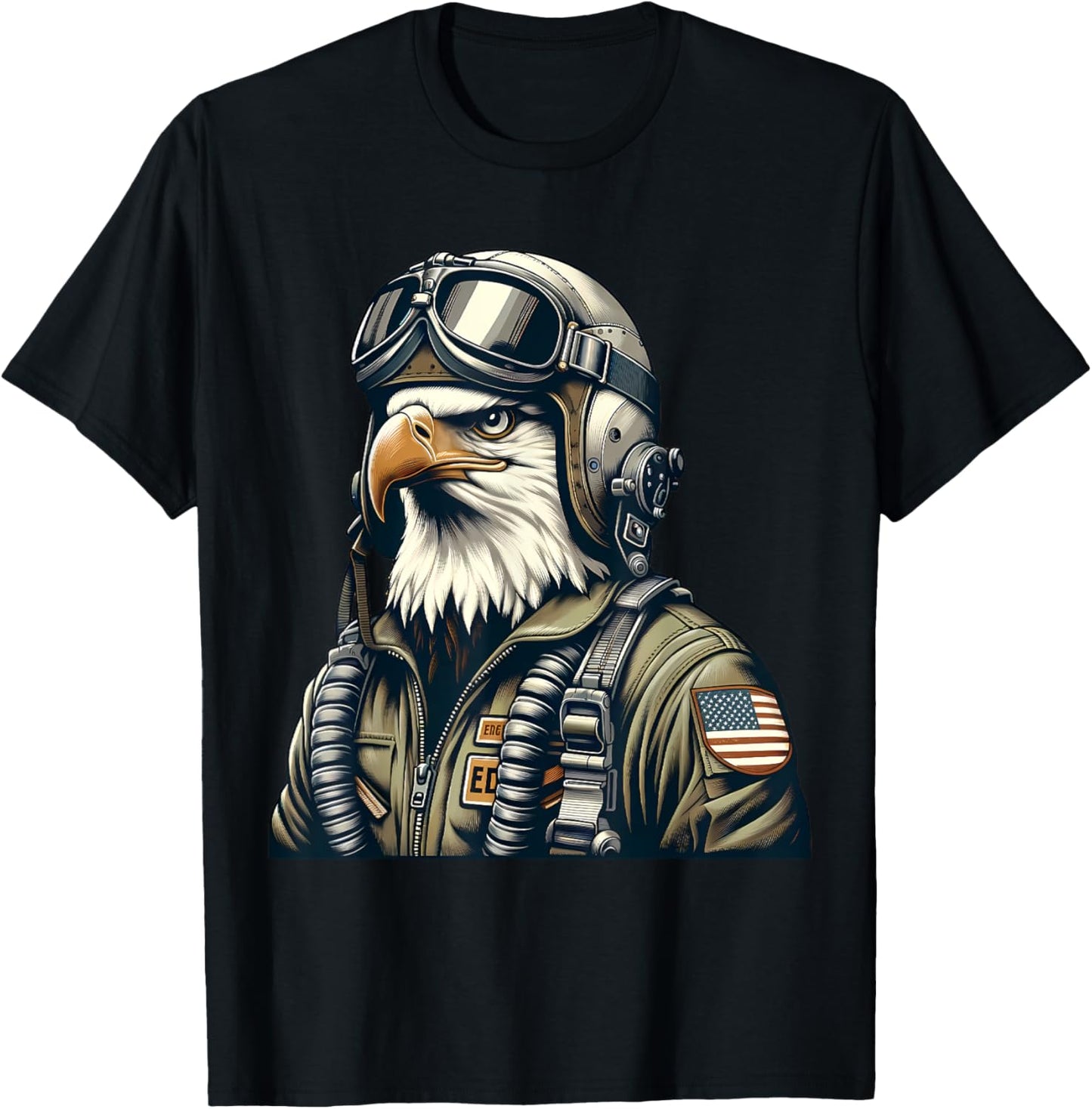 Bald Eagle Pilot Fighter Aviator T-Shirt - T-Shirt | Black