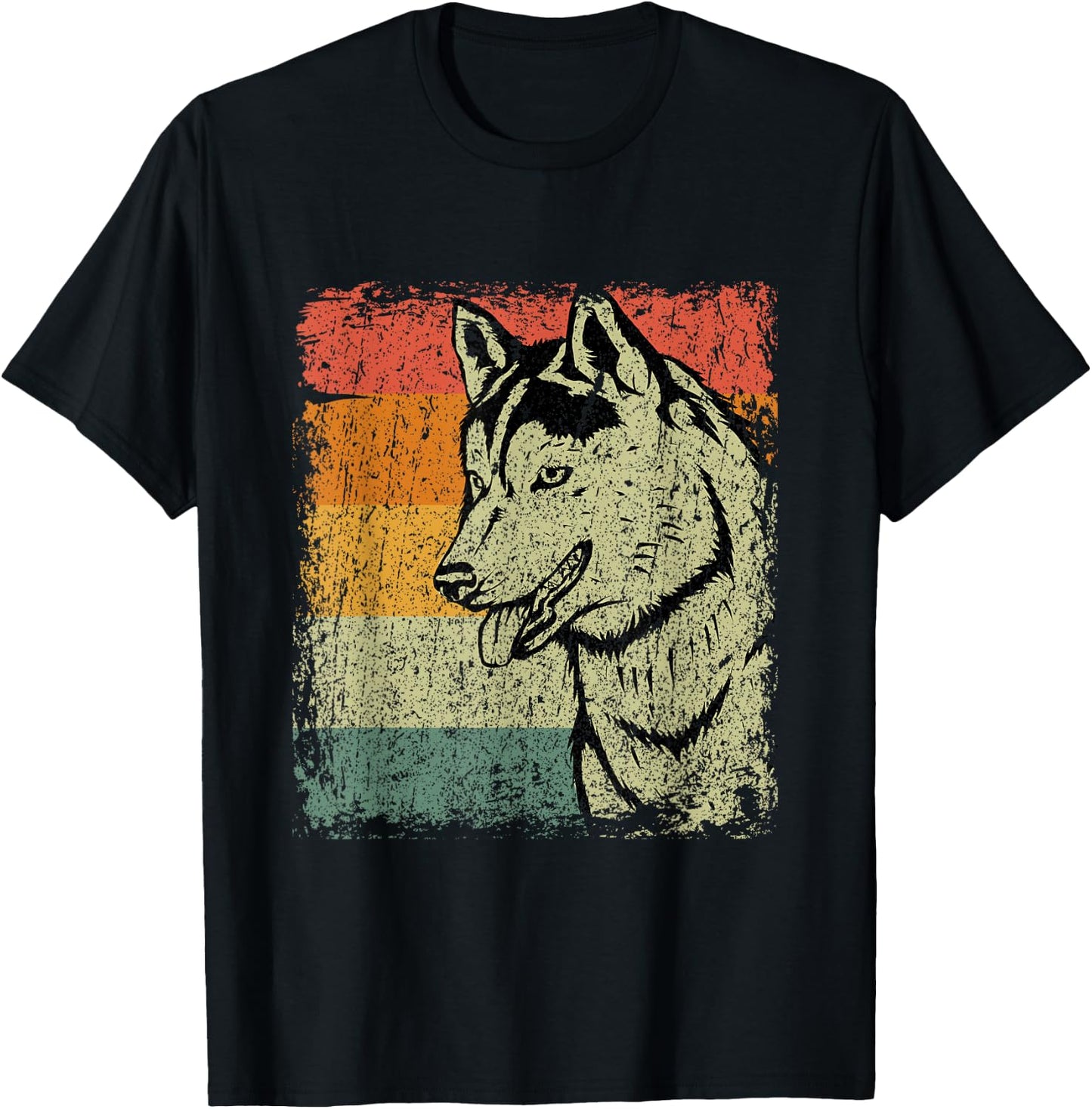Retro Siberian Husky Dog Gift Vintage Husky T-Shirt - T-Shirt | Black
