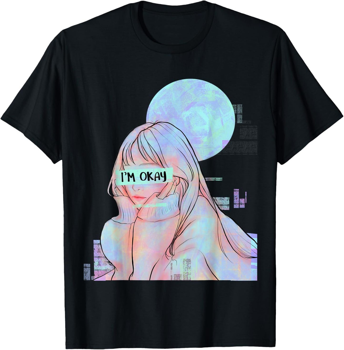 Sad Girl Japanese Anime Girl T-Shirt - T-Shirt | Black