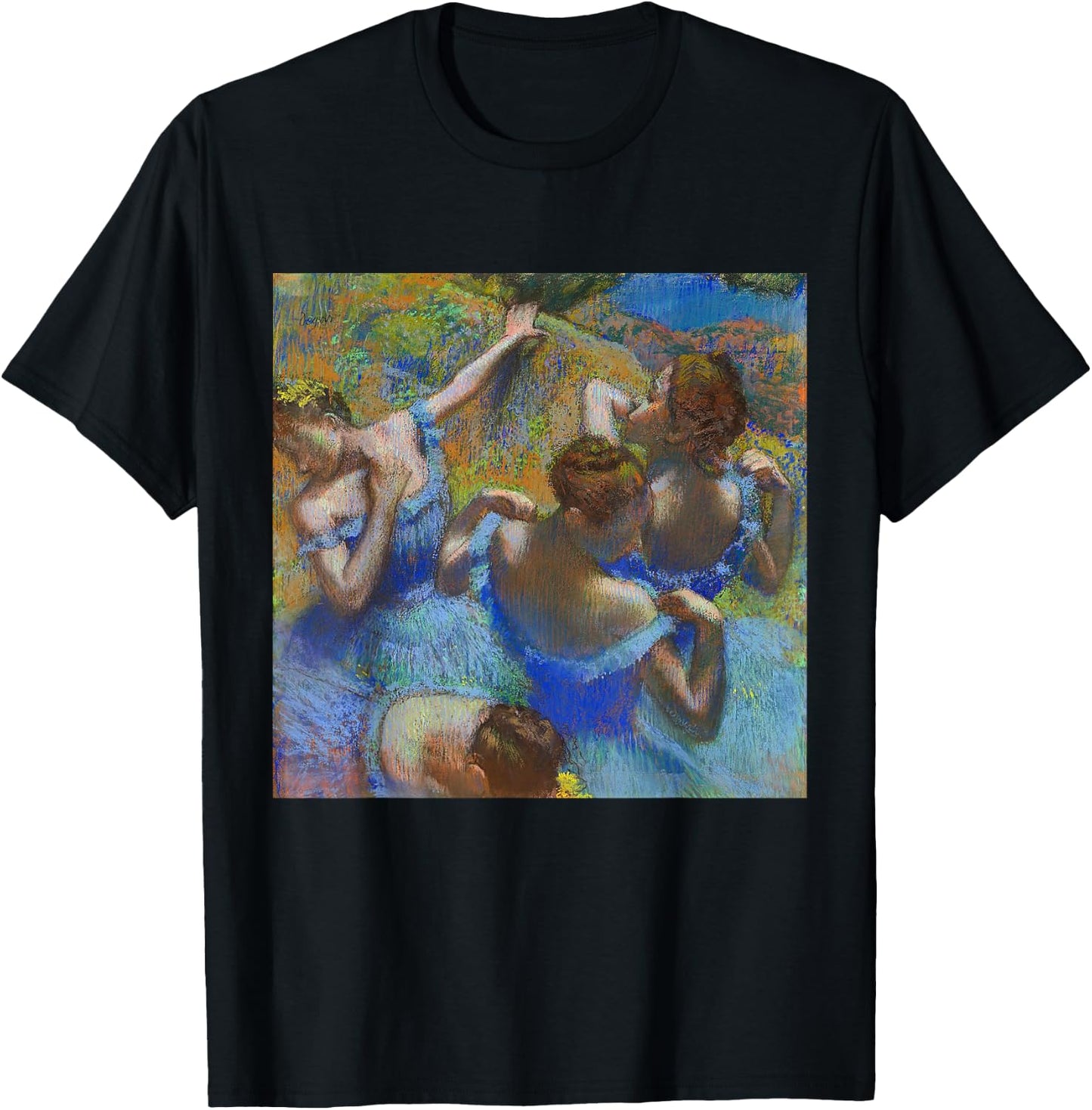 Edgar Degas Ballerina's in Blue | Ballet Impressionism Art T-Shirt - T-Shirt | Black