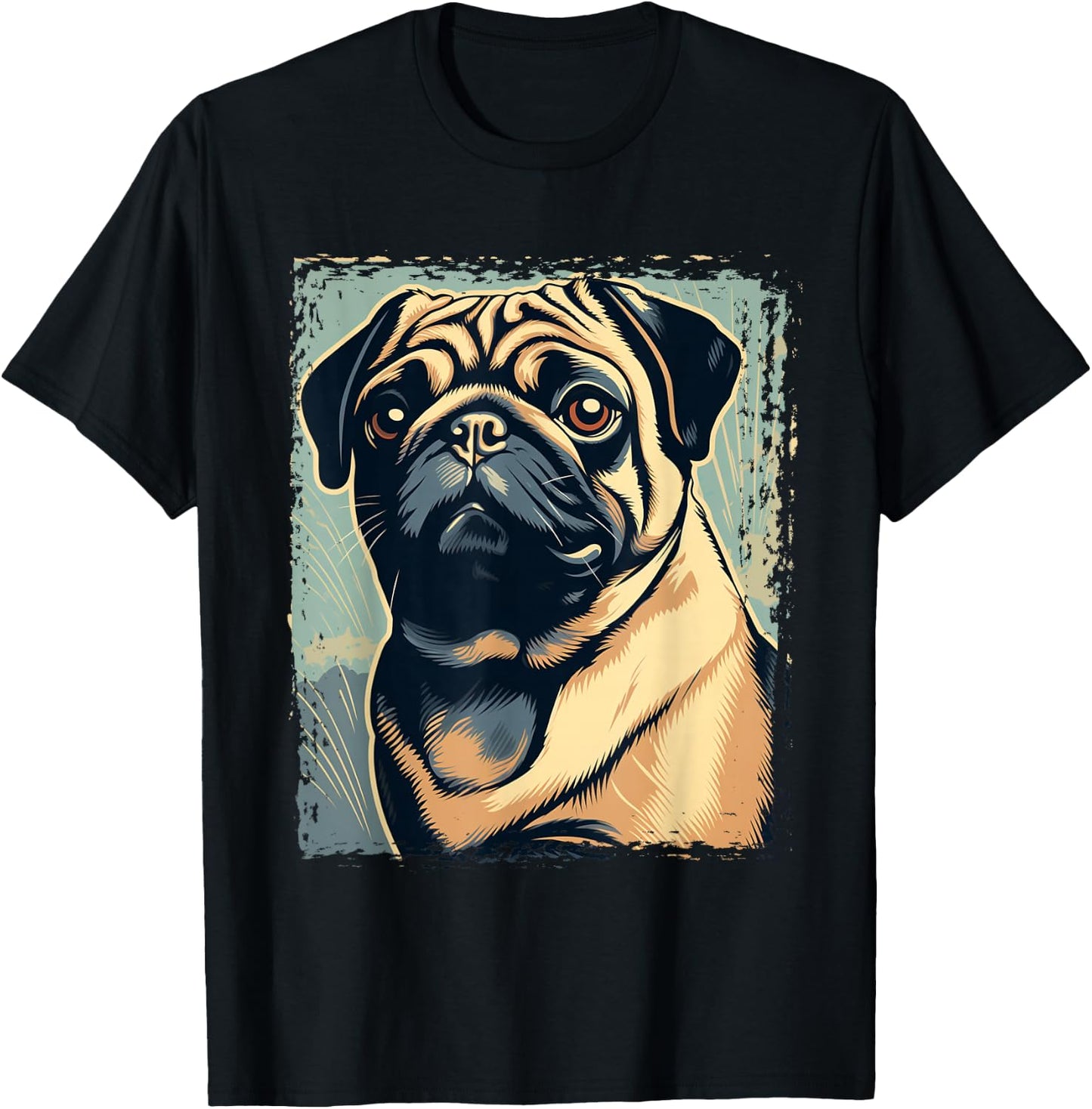 Pug Shirt Funny Pug Owner Watercolor Pug Lover Funny T-Shirt - T-Shirt | Black
