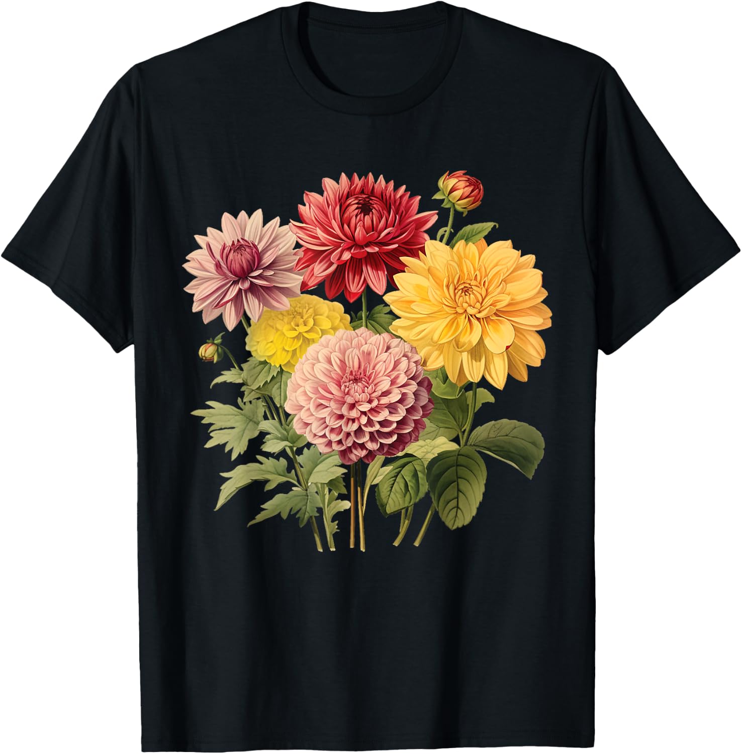 Dahlias T-Shirt - T-Shirt | Black
