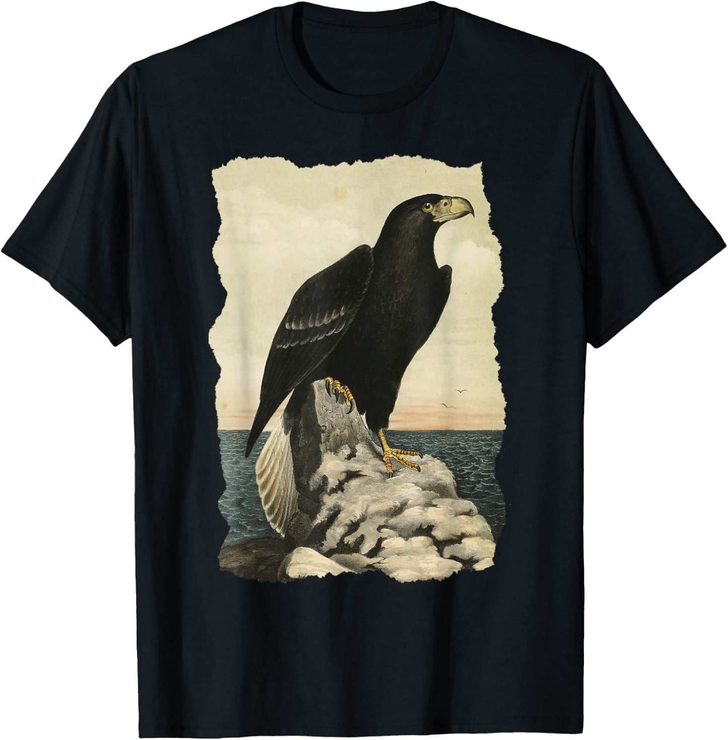 Northen Steller's Sea Eagle - Bird of Prey - Raptor Seascape T-Shirt - T-Shirt | Black