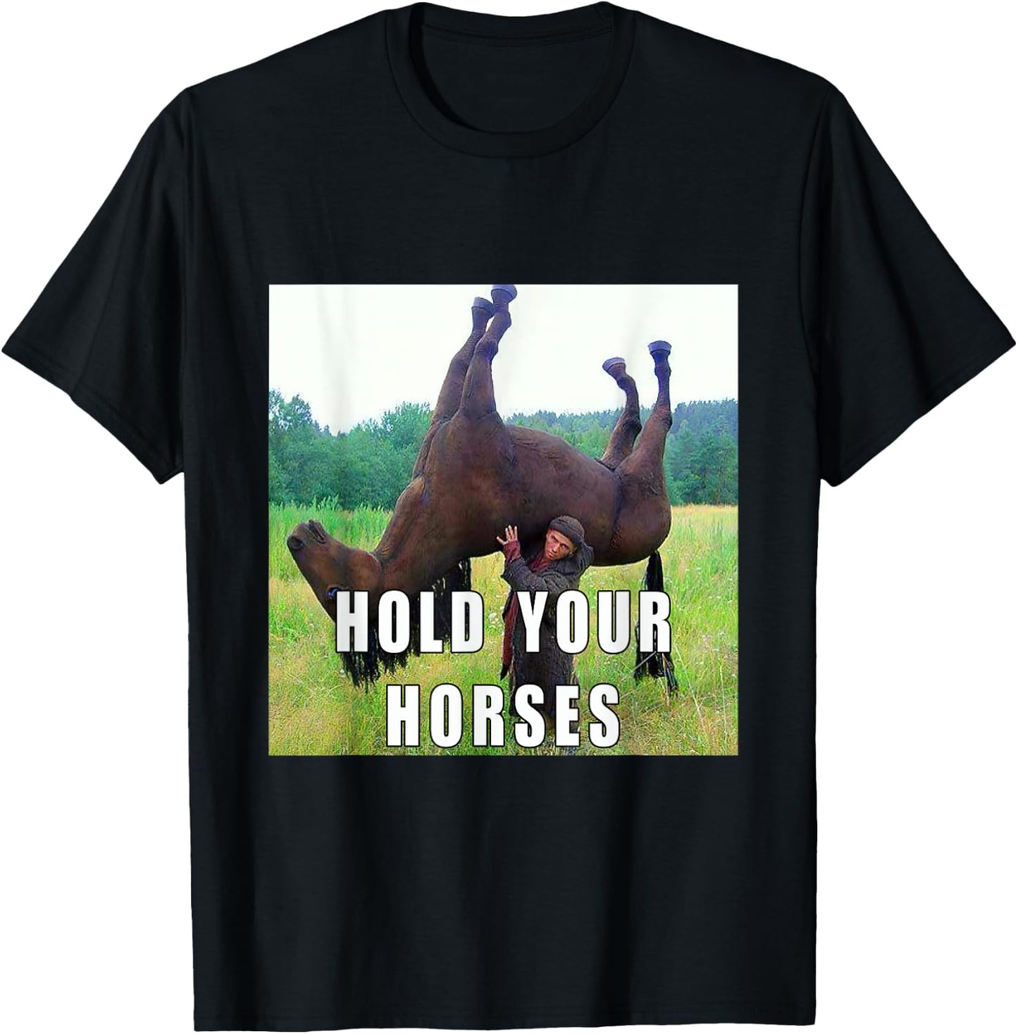 Hold Your Horse Funny Meme Women T-Shirt - T-Shirt | Black