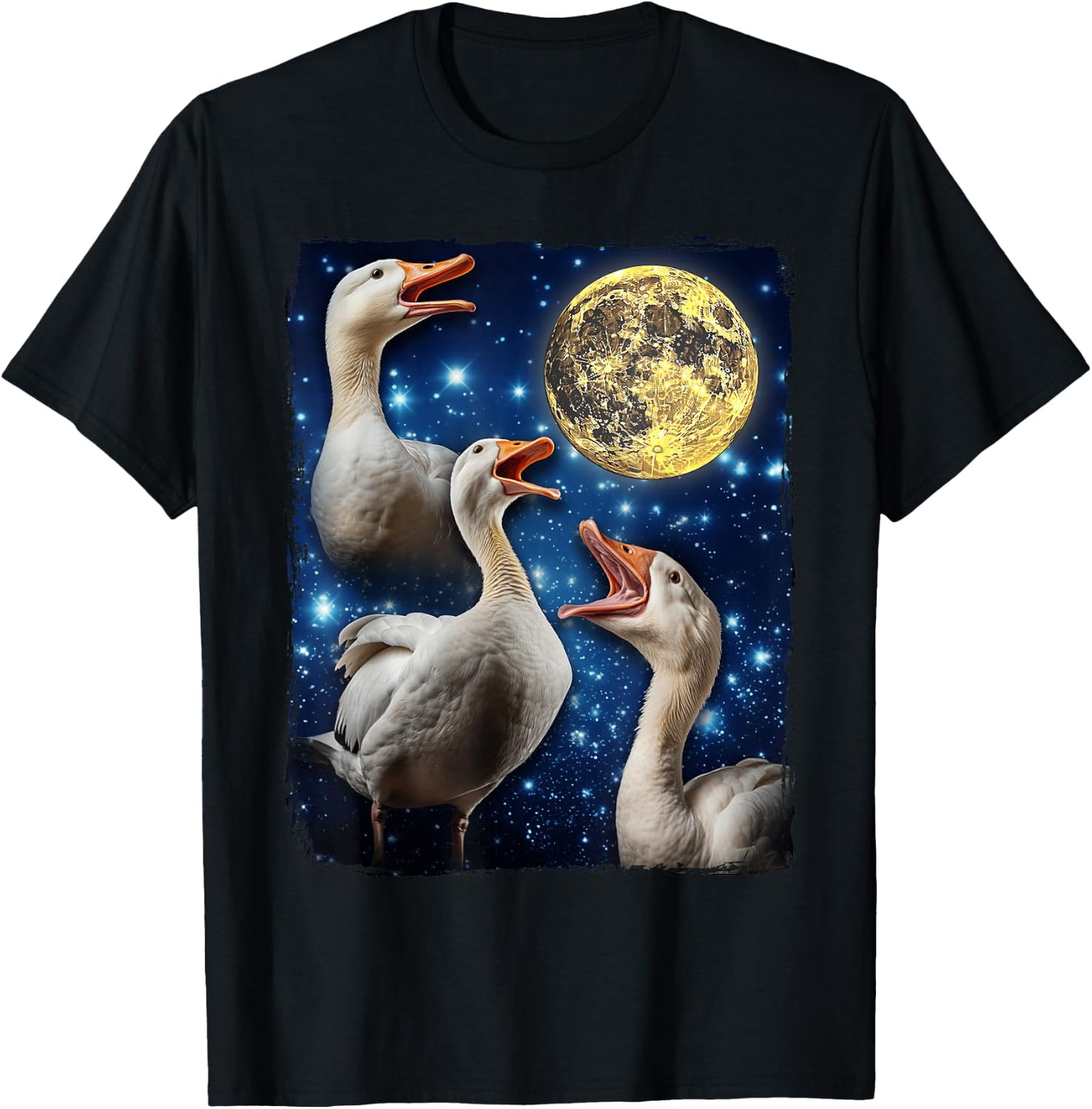 Goose Howling At Moon T-Shirt - T-Shirt | Black