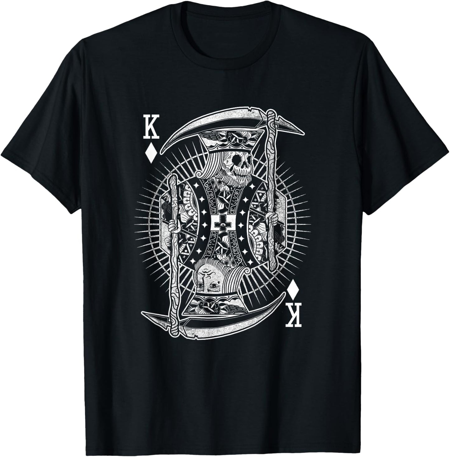 King Poker Card Skeleton Skull Goth Style Gothic Gambler T-Shirt - T-Shirt | Black