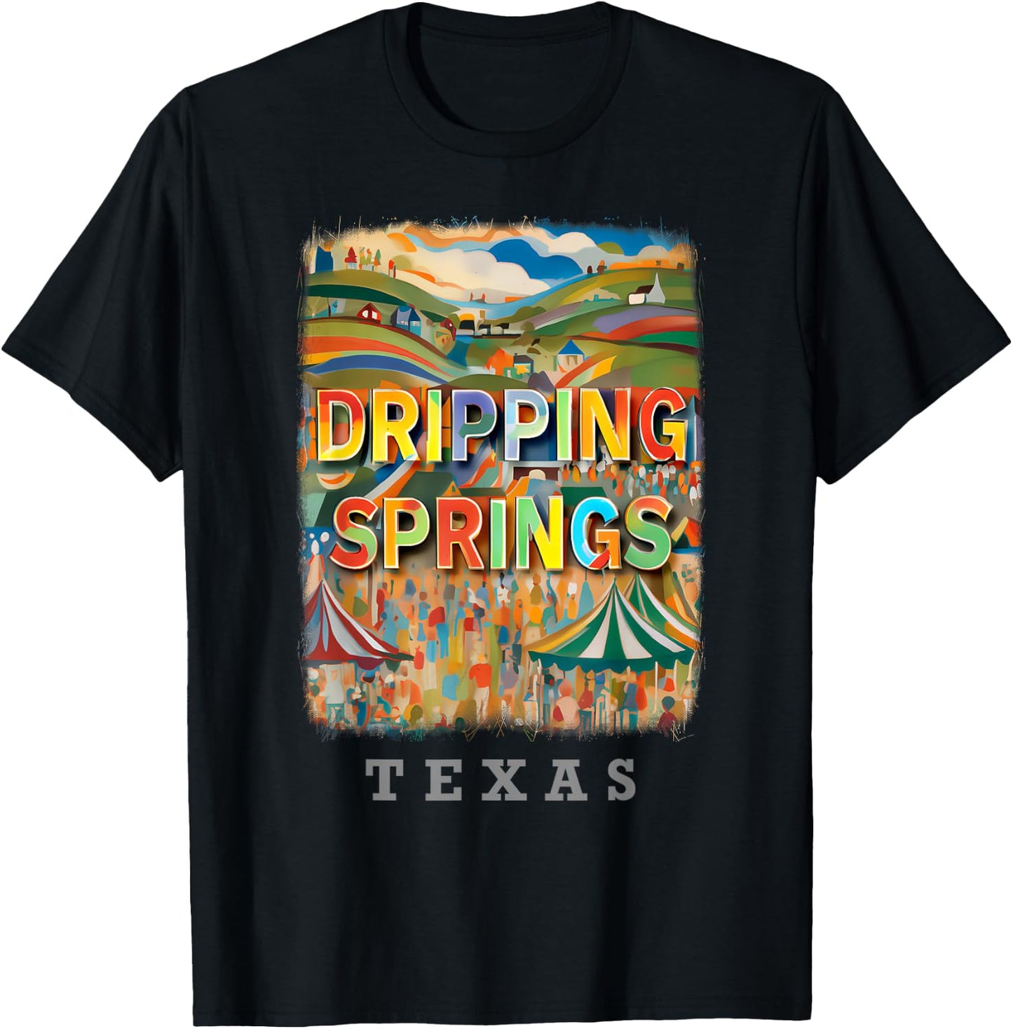 Dripping Springs Texas TX Hill Country Charm SD716 T-Shirt - T-Shirt | Black