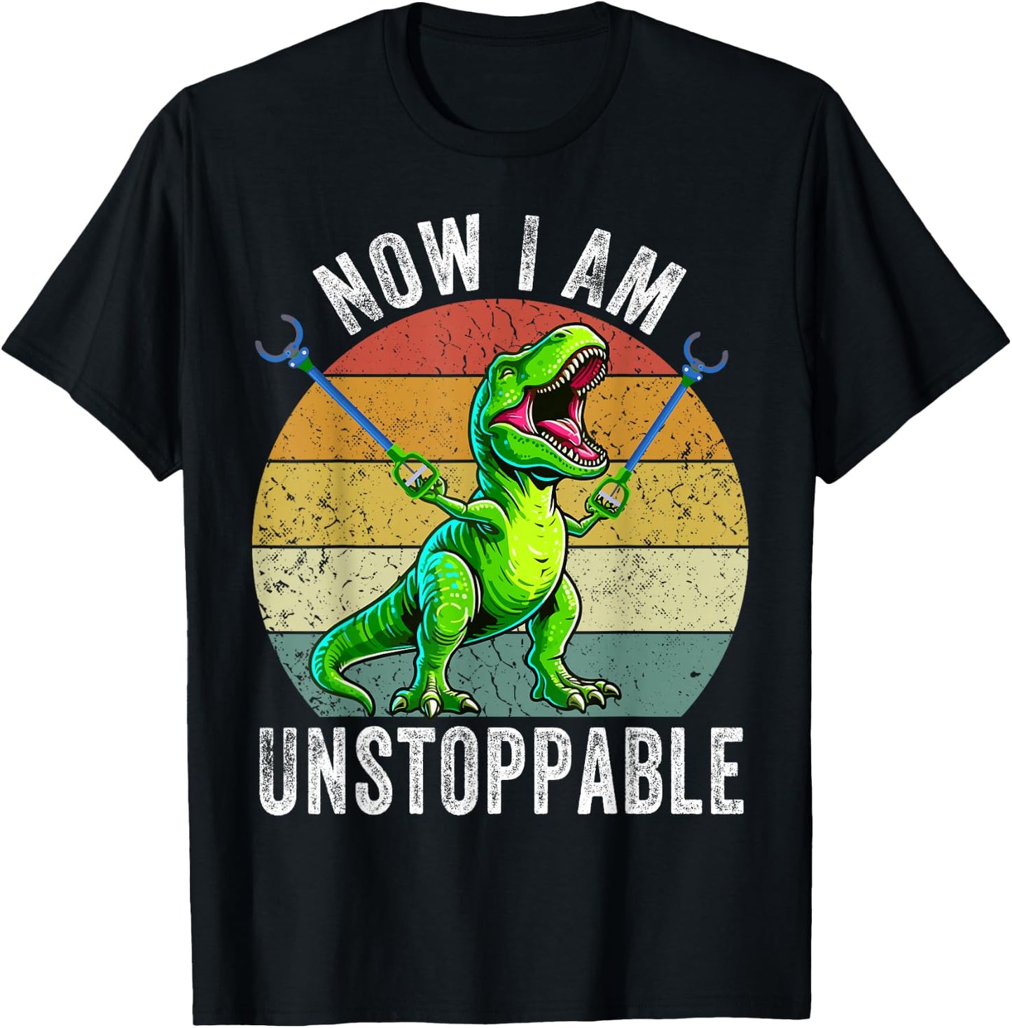 Retro Vintage Now I Am Unstoppable Trex Funny T-Rex T-Shirt - T-Shirt | Black