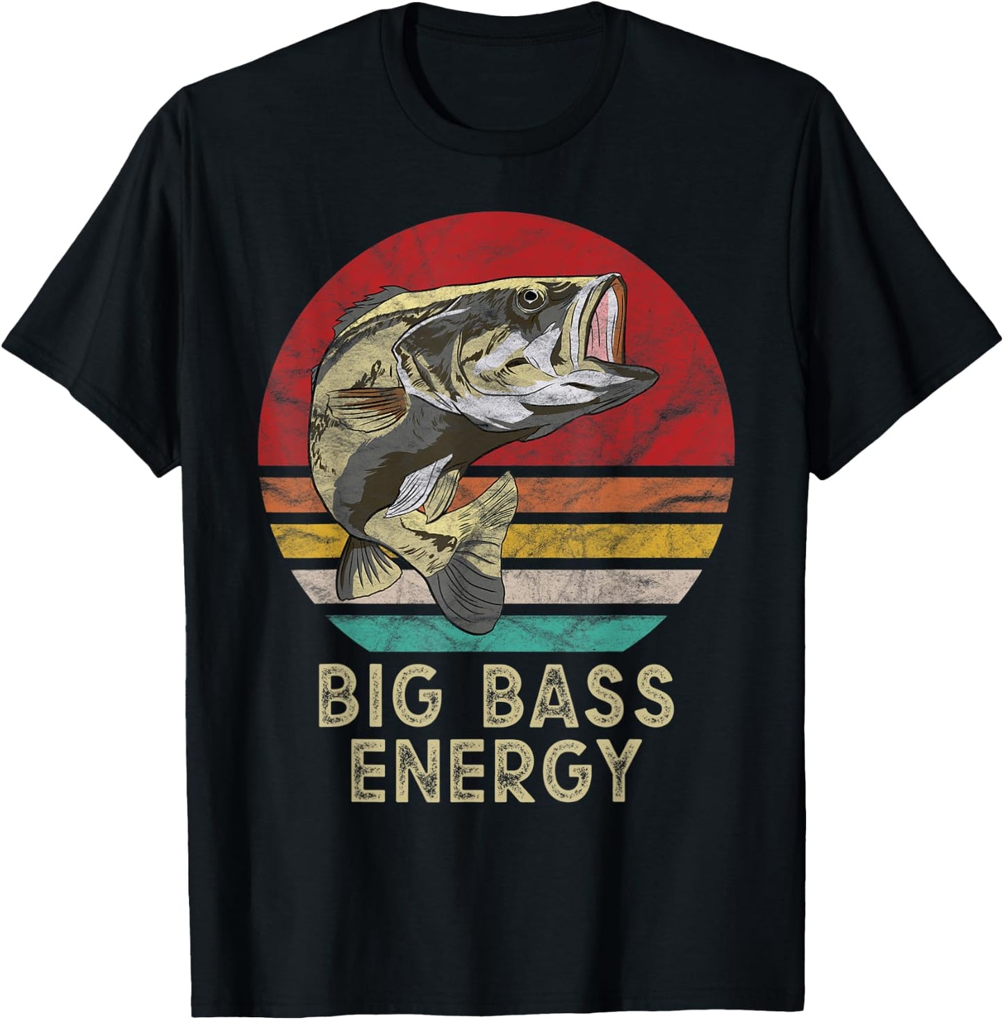 Big Fish Catching Gifts Big Bass Energy Fishing Gift T-Shirt - T-Shirt | Black