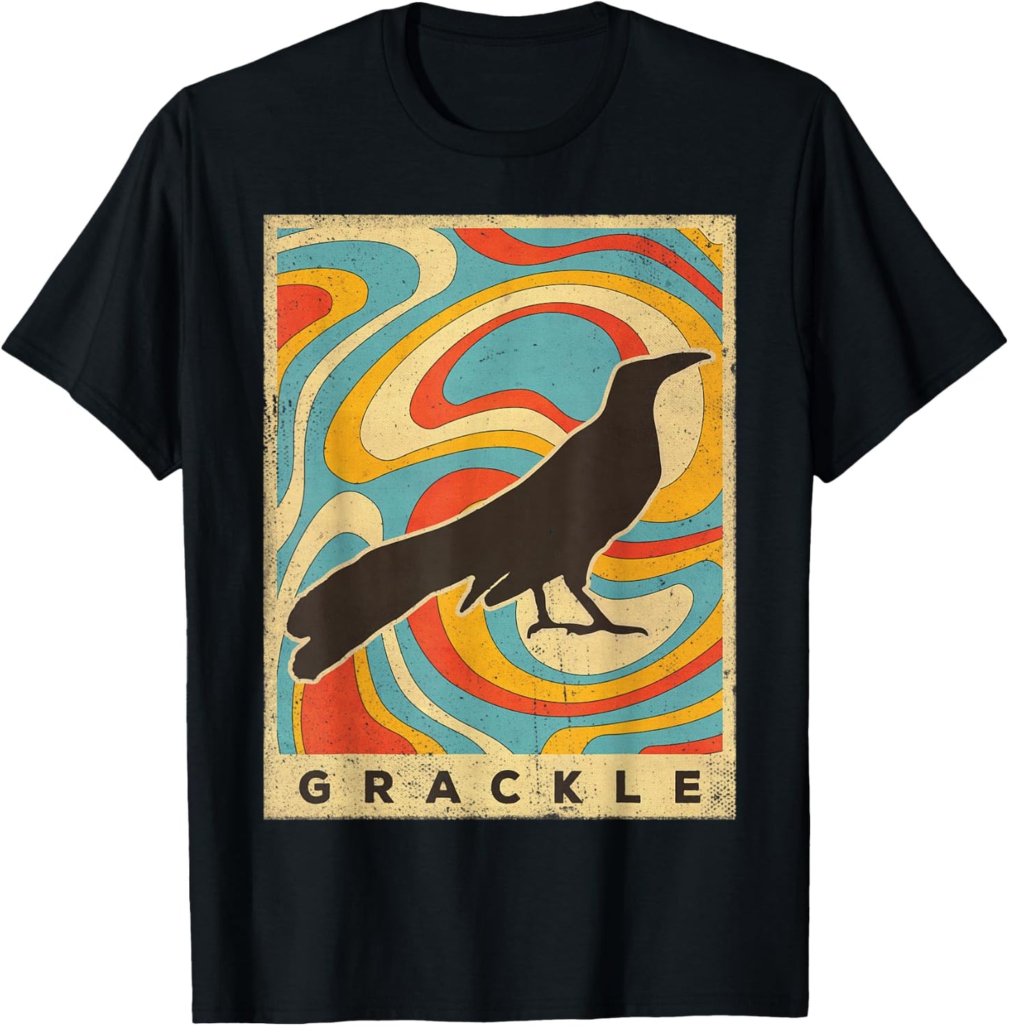 Vintage Grackle Bird Lover Animal Retro Style T-Shirt - T-Shirt | Black