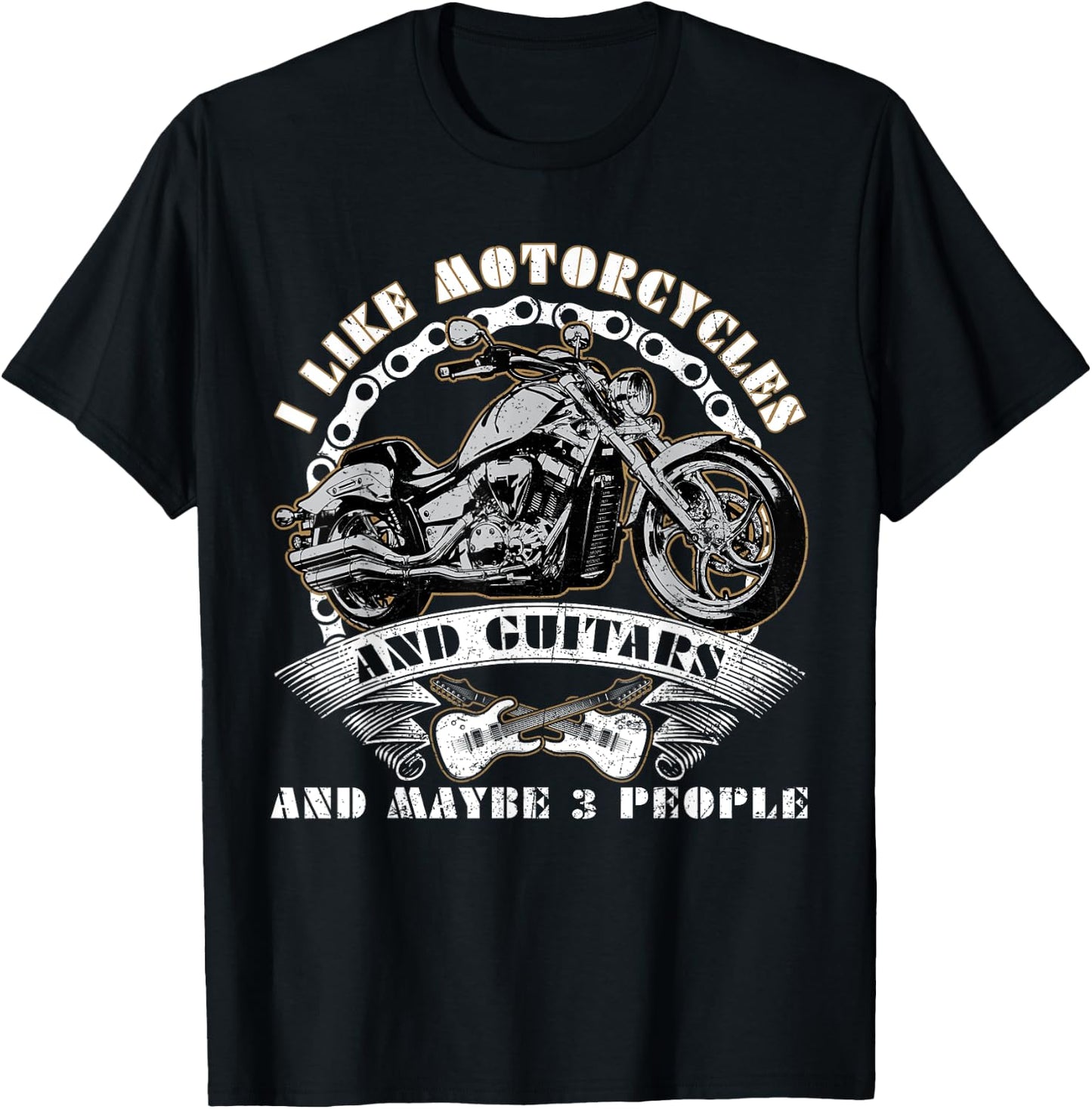 I Like Motorcycles And Guitars And Maybe 3 People Rider Race T-Shirt - T-Shirt | Black