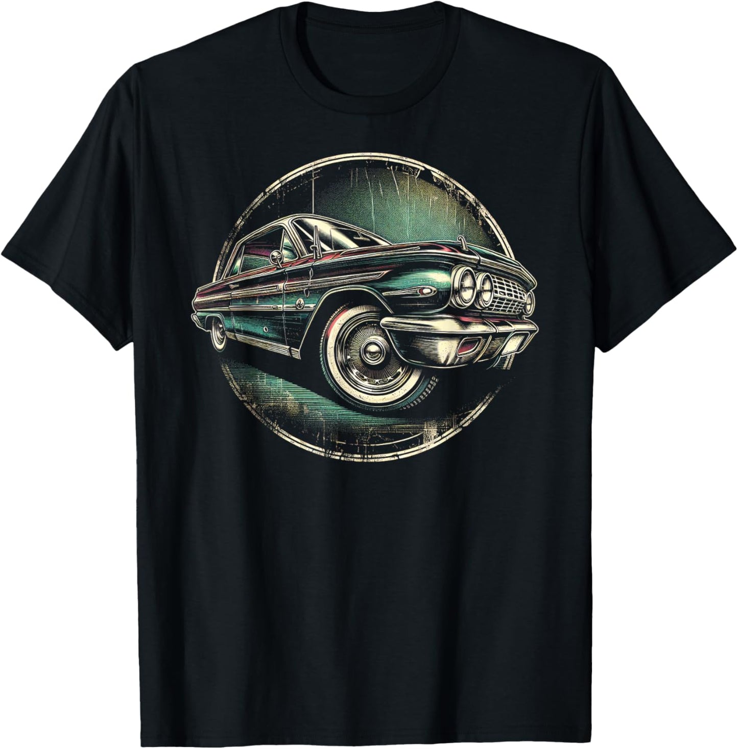 Intricate Vintage Car Art T-Shirt - T-Shirt | Black