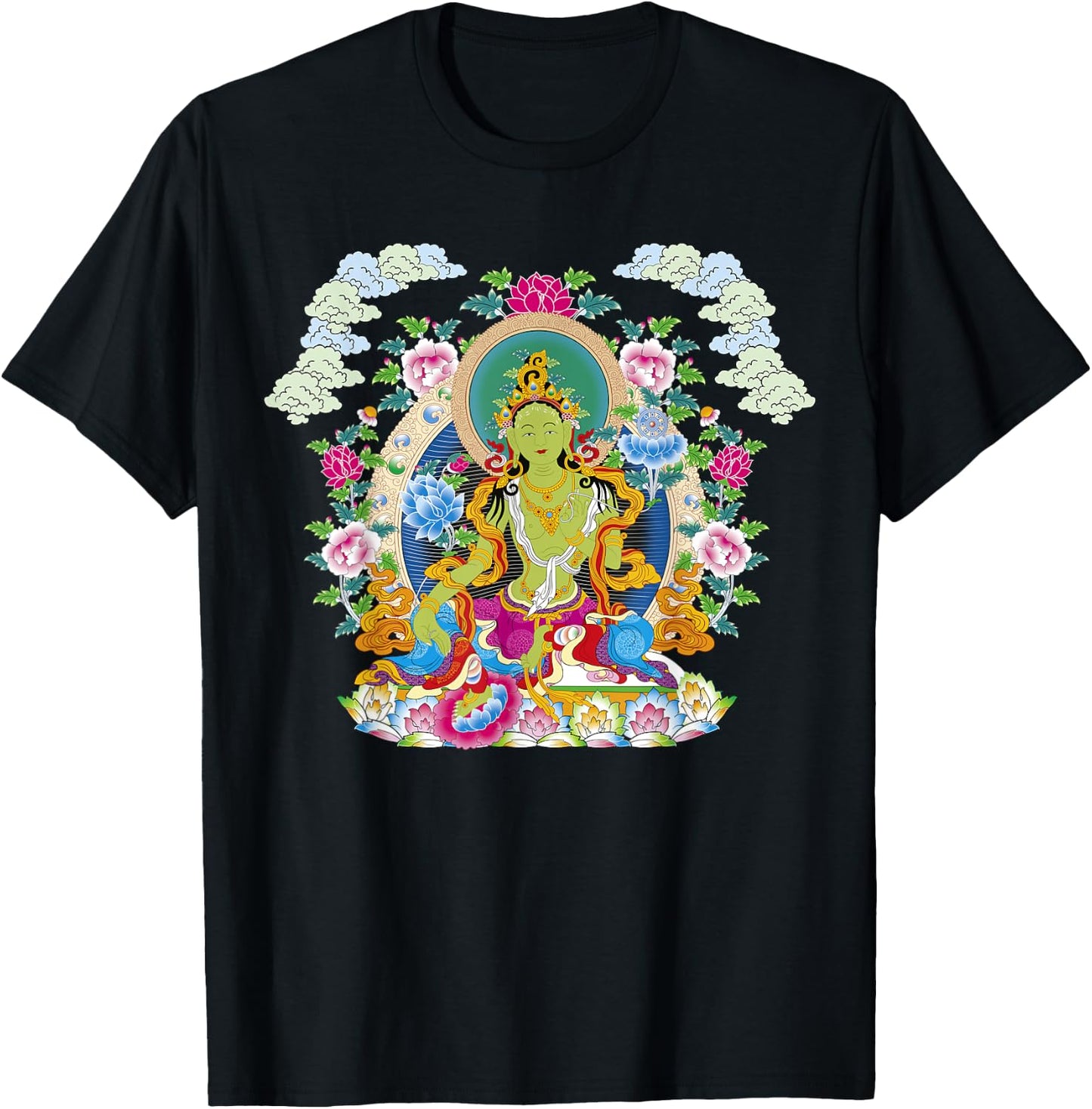 Thangka Buddha Yoga Mandala Meditation Buddhism Namaste T-Shirt - T-Shirt | Black